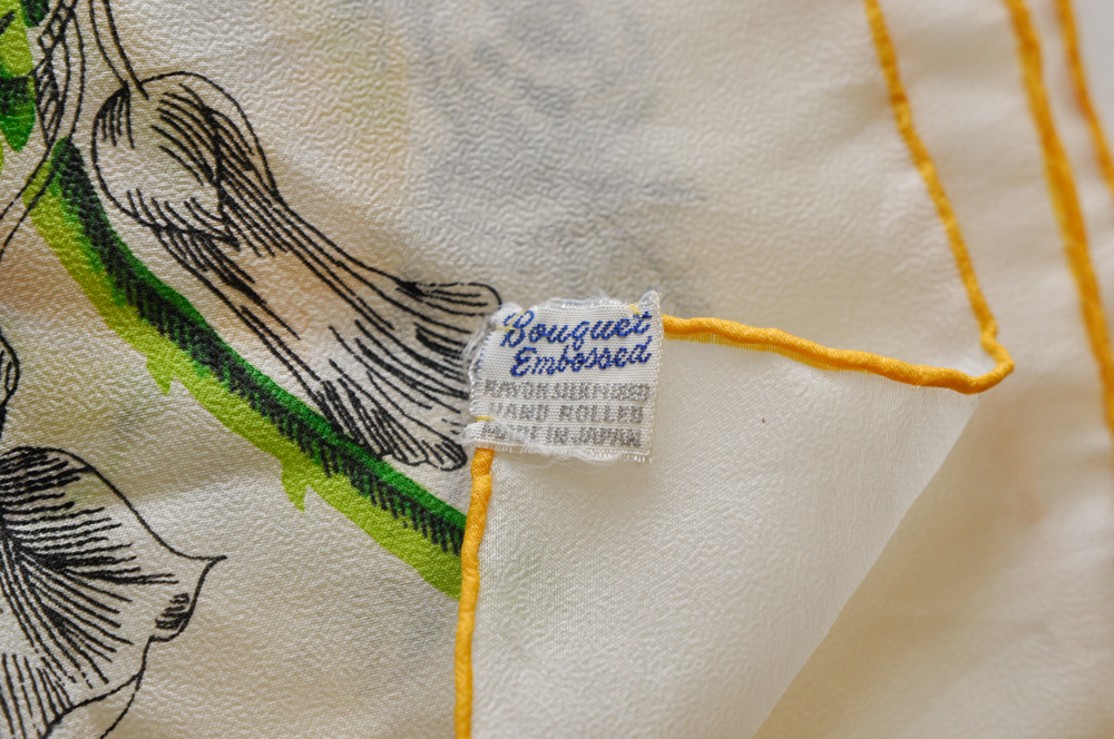 "Bouquet Embossed" Hand Rolled Rayon Silk Floral Scarf