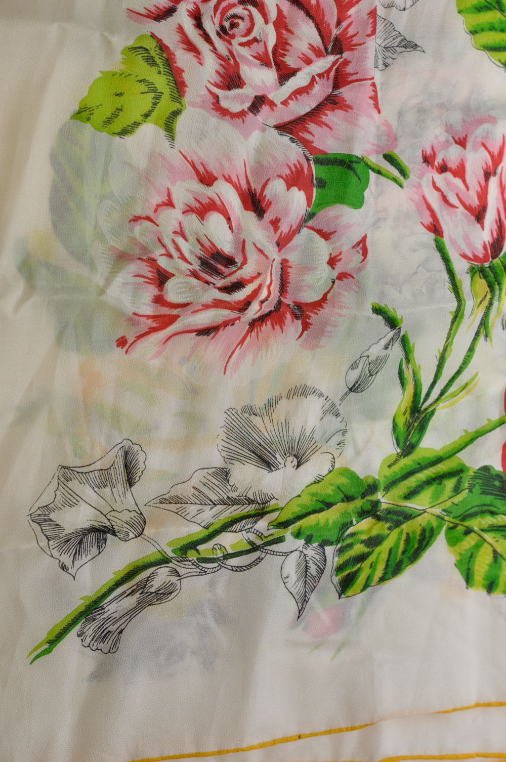 "Bouquet Embossed" Hand Rolled Rayon Silk Floral Scarf