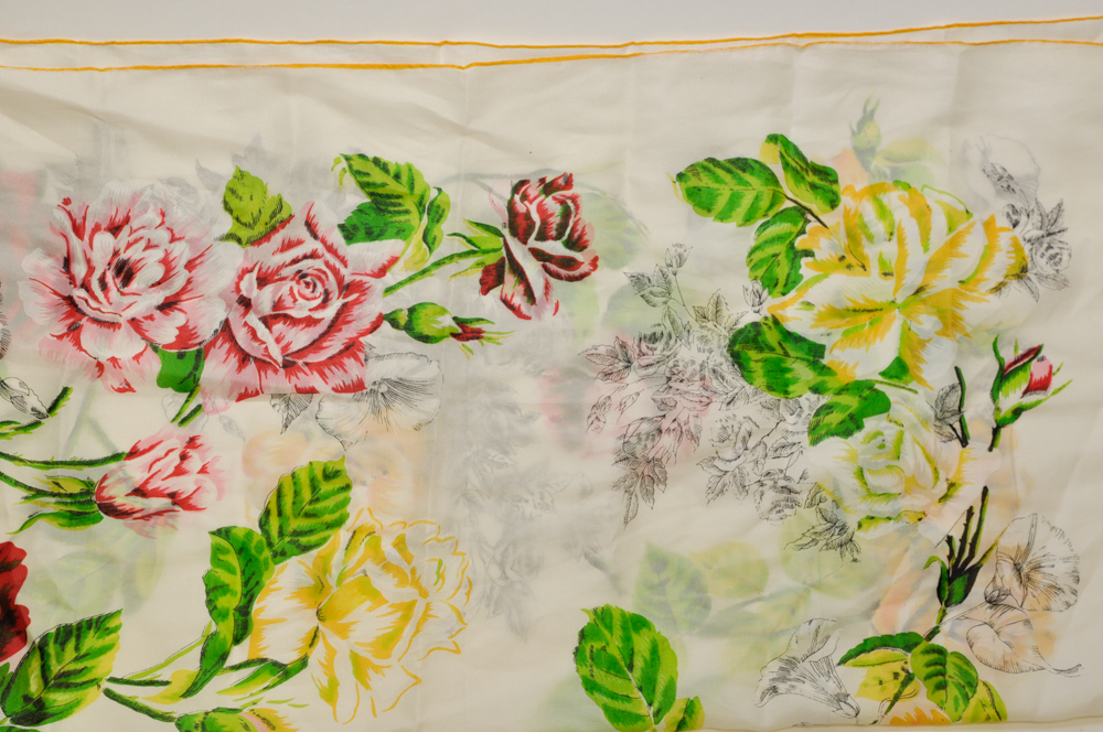 "Bouquet Embossed" Hand Rolled Rayon Silk Floral Scarf