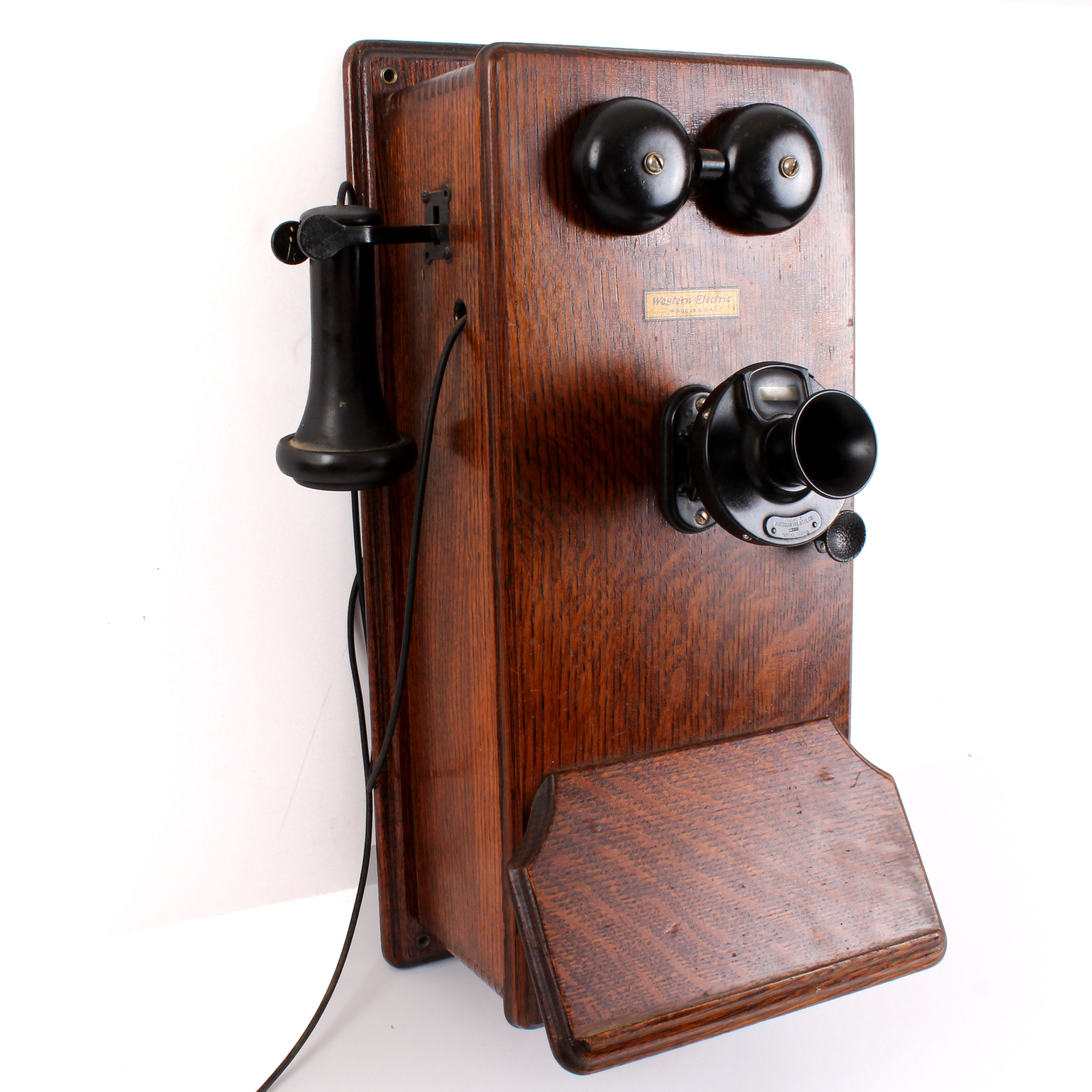 Antique Western Electric Wood Case Wall Telephone with Crank