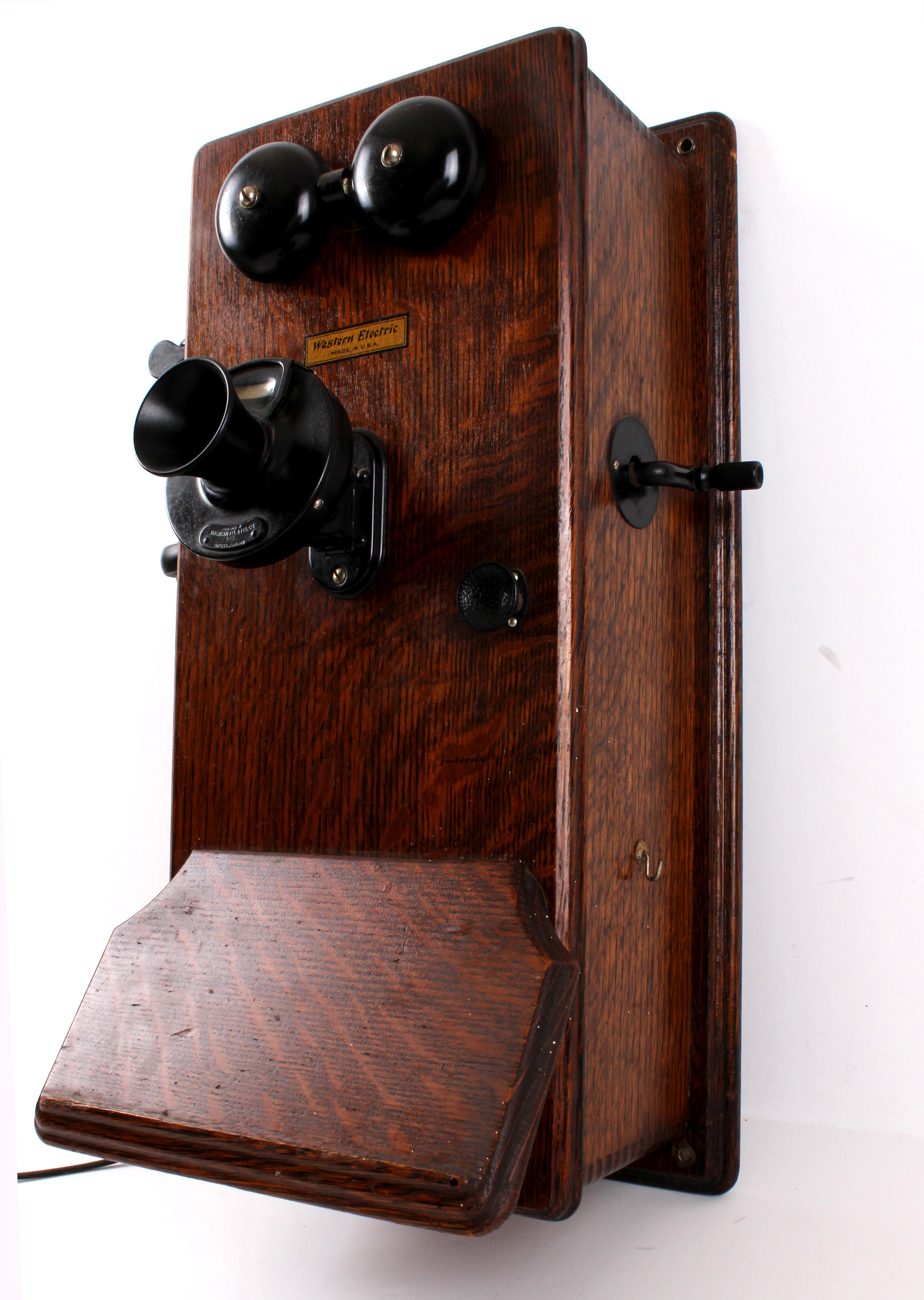Antique Western Electric Wood Case Wall Telephone with Crank