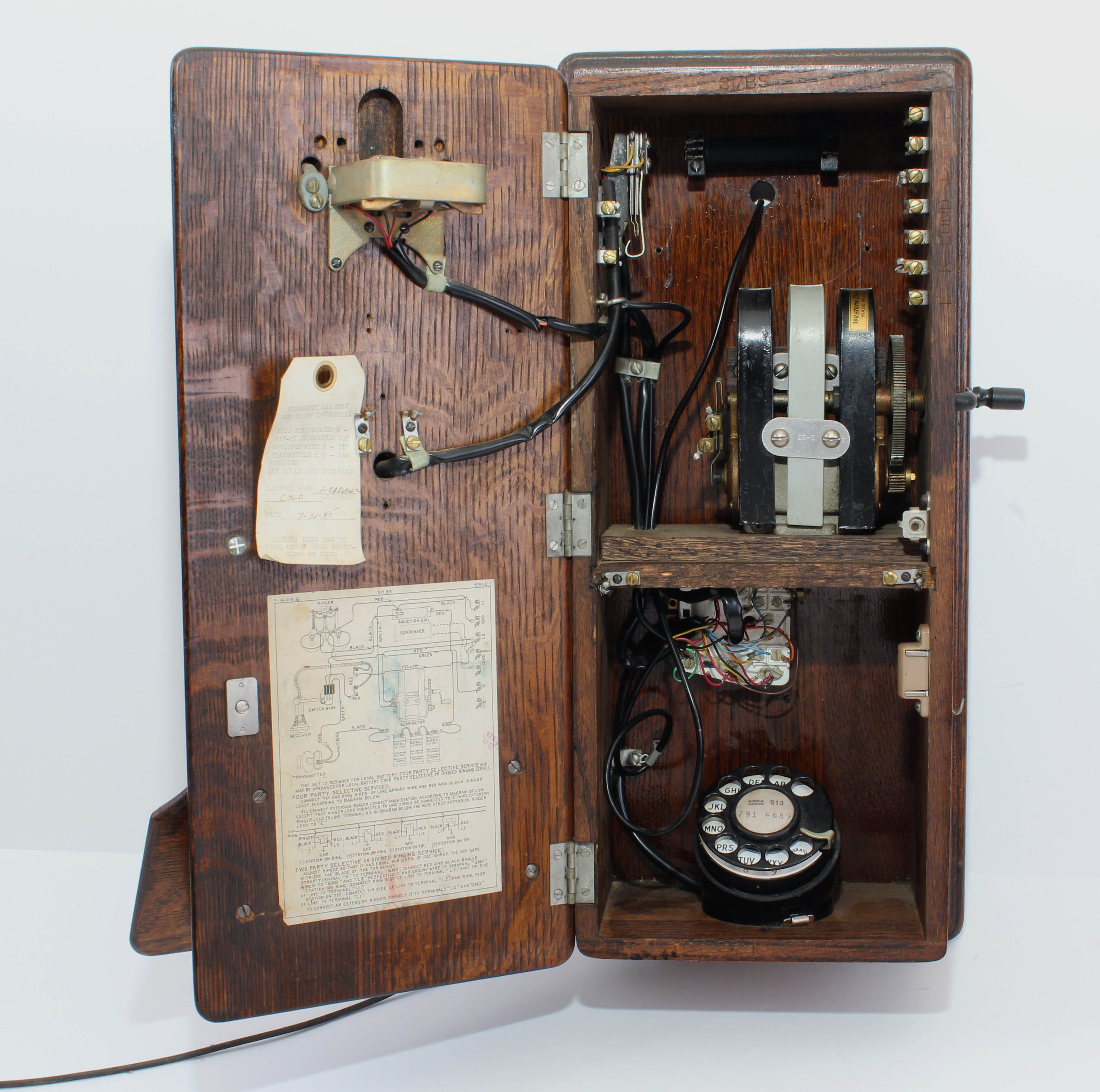 Antique Western Electric Wood Case Wall Telephone with Crank