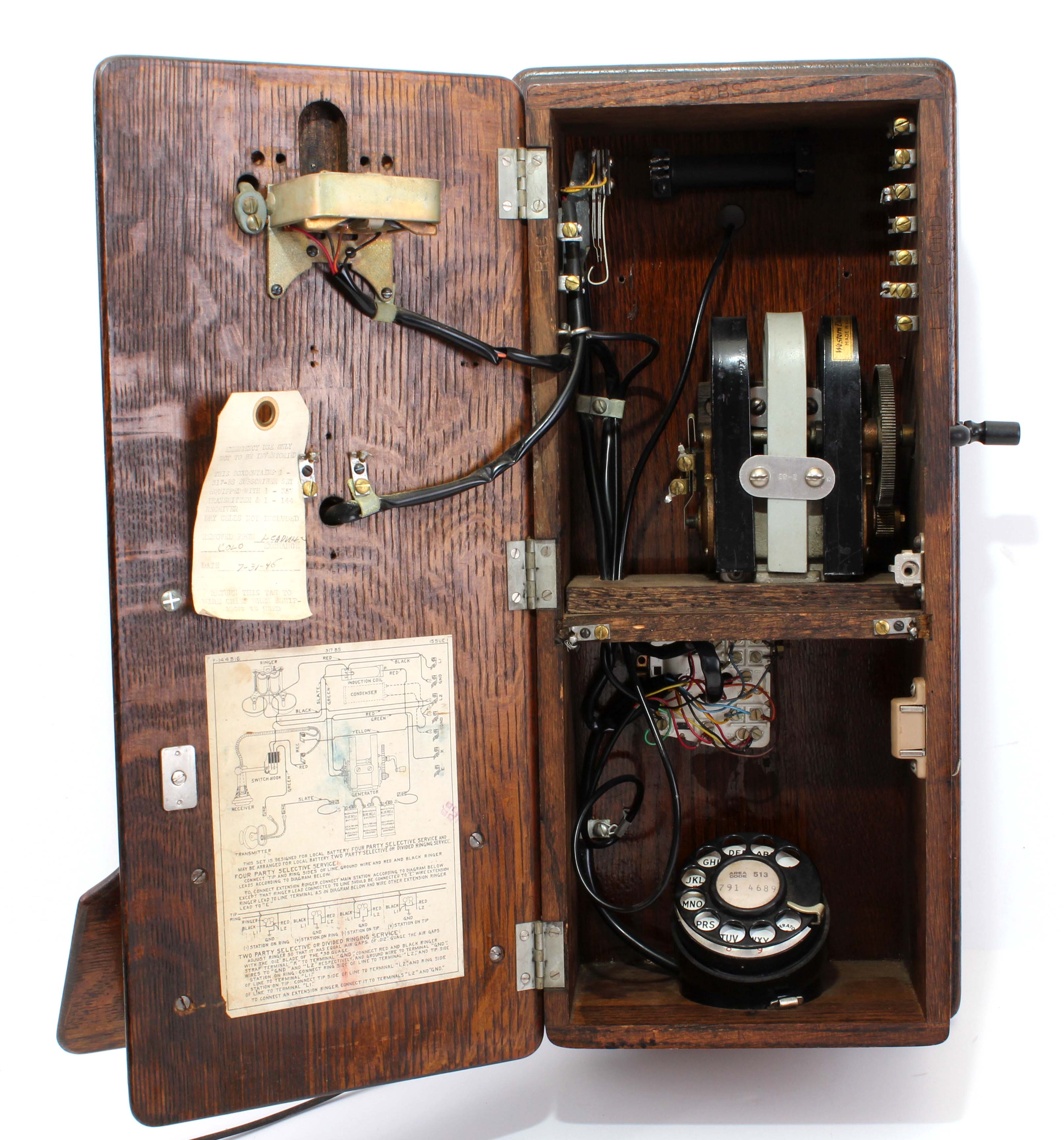 Antique Western Electric Wood Case Wall Telephone with Crank