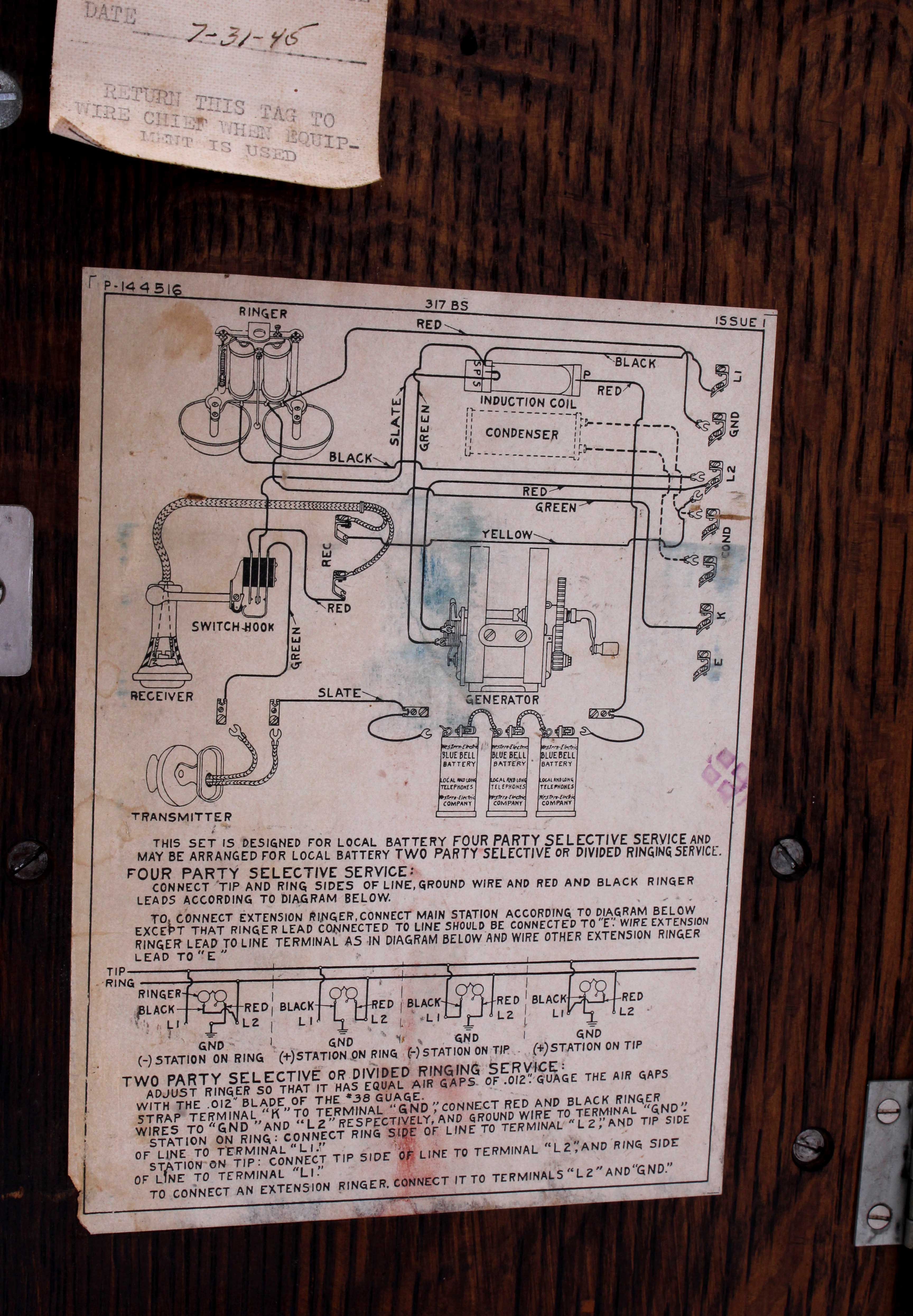 Antique Western Electric Wood Case Wall Telephone with Crank