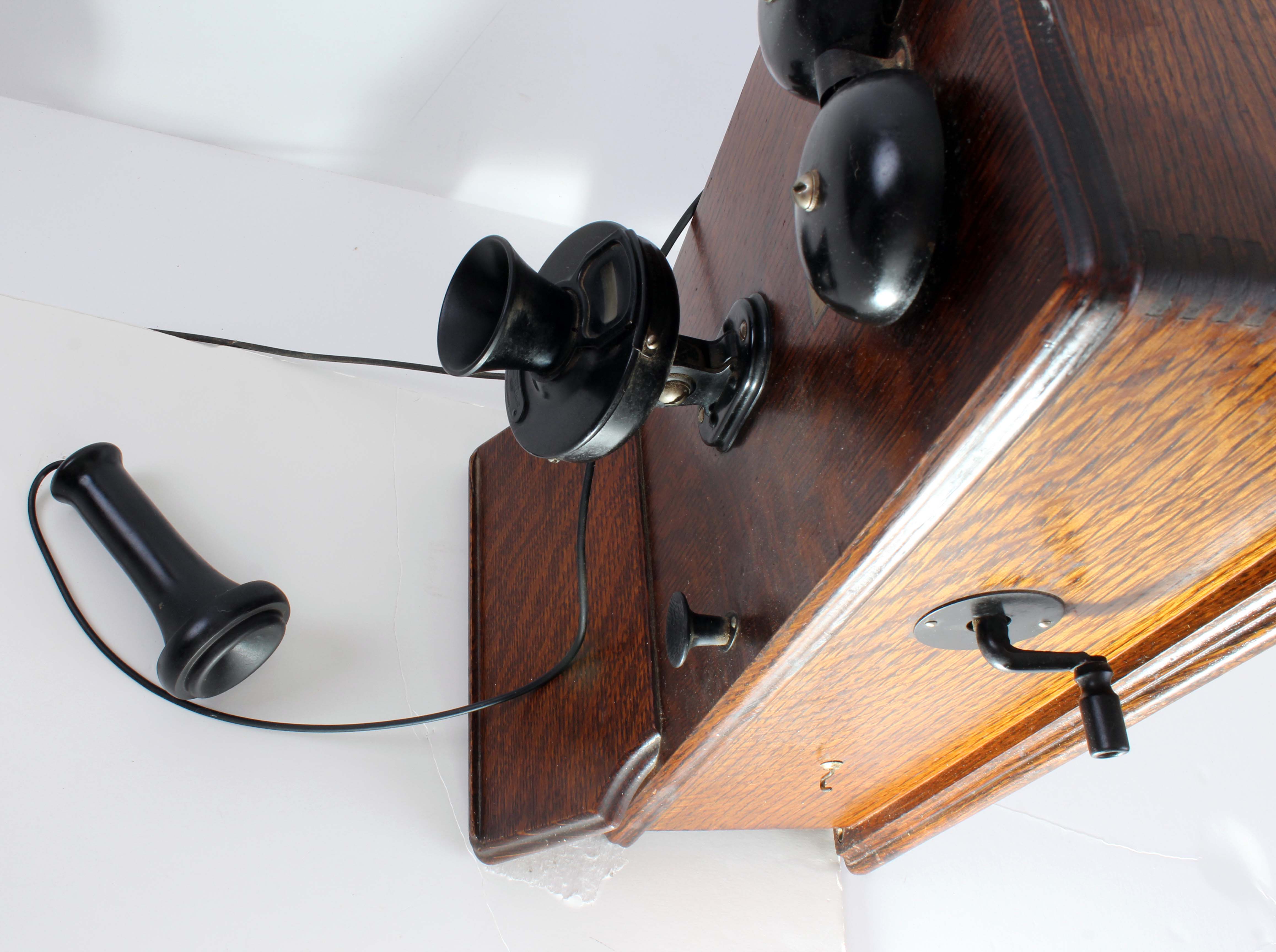 Antique Western Electric Wood Case Wall Telephone with Crank