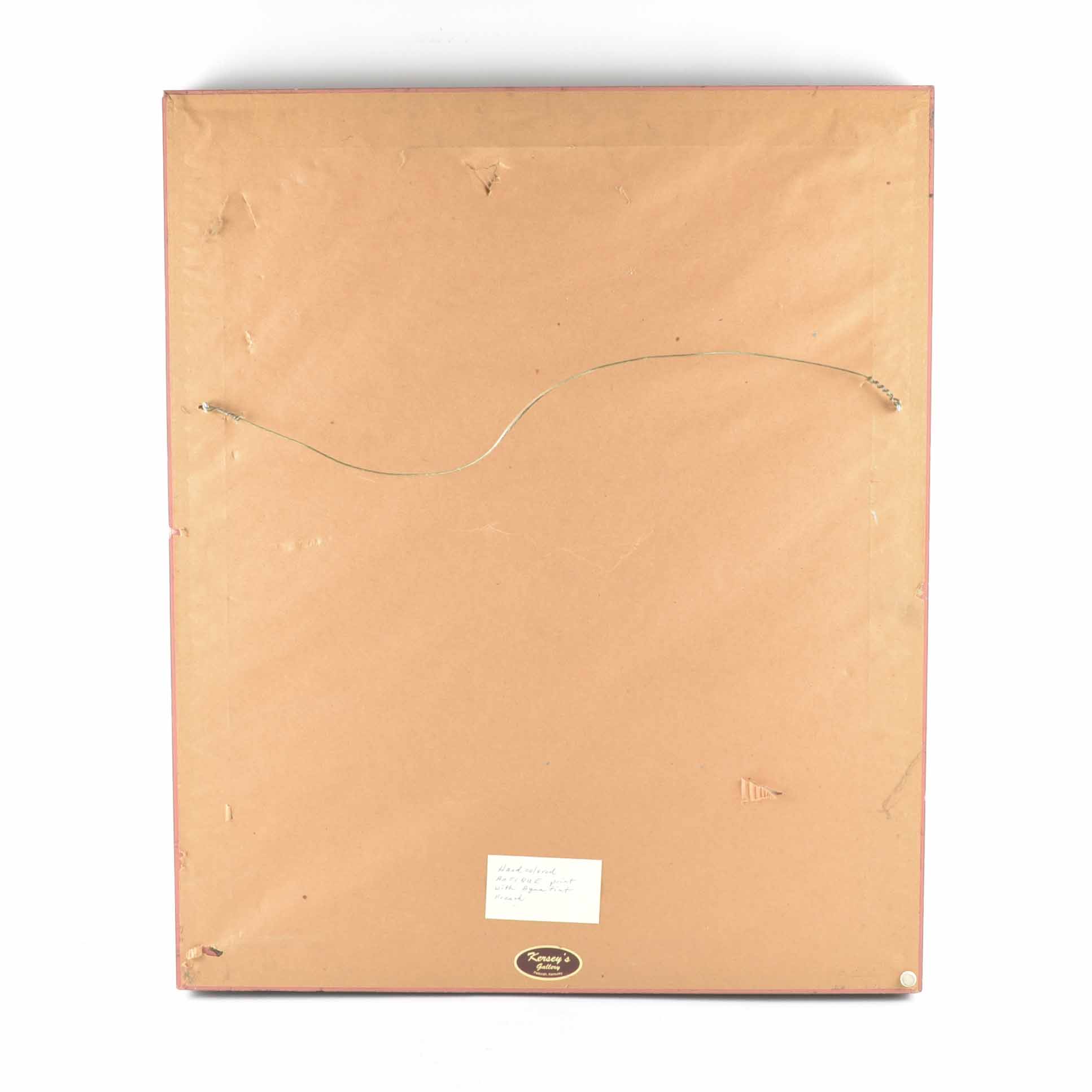 Framed Antique French Hand-Colored Print with Aquatint of French Soldiers