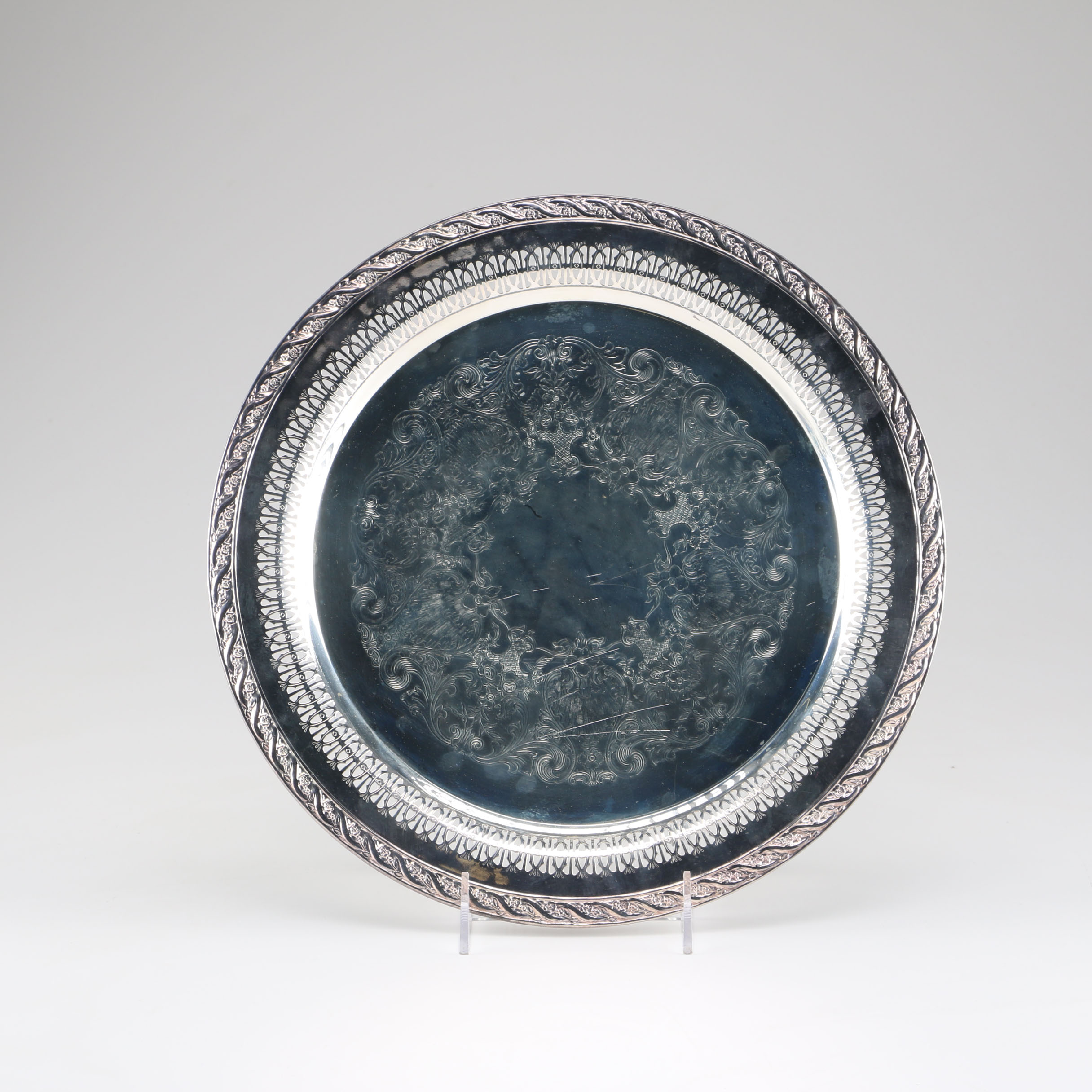 Vintage Set of Silverplate and Pewter Plates