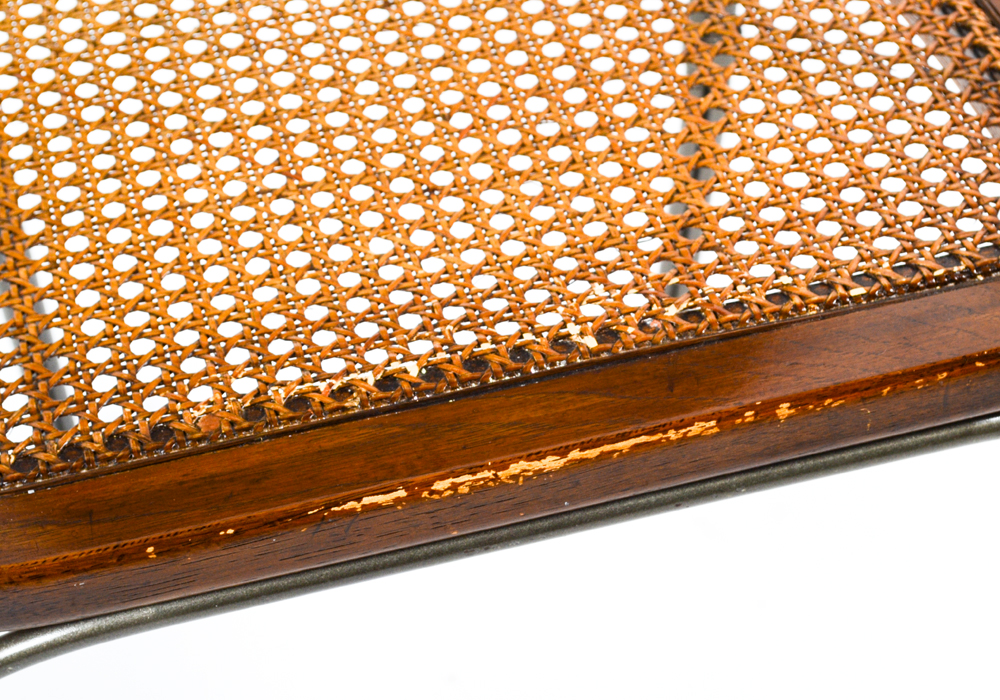 Four Caned Wrought Iron Chairs