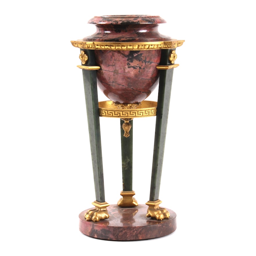 Antique Empire Marble and Gilt Bronze Urn