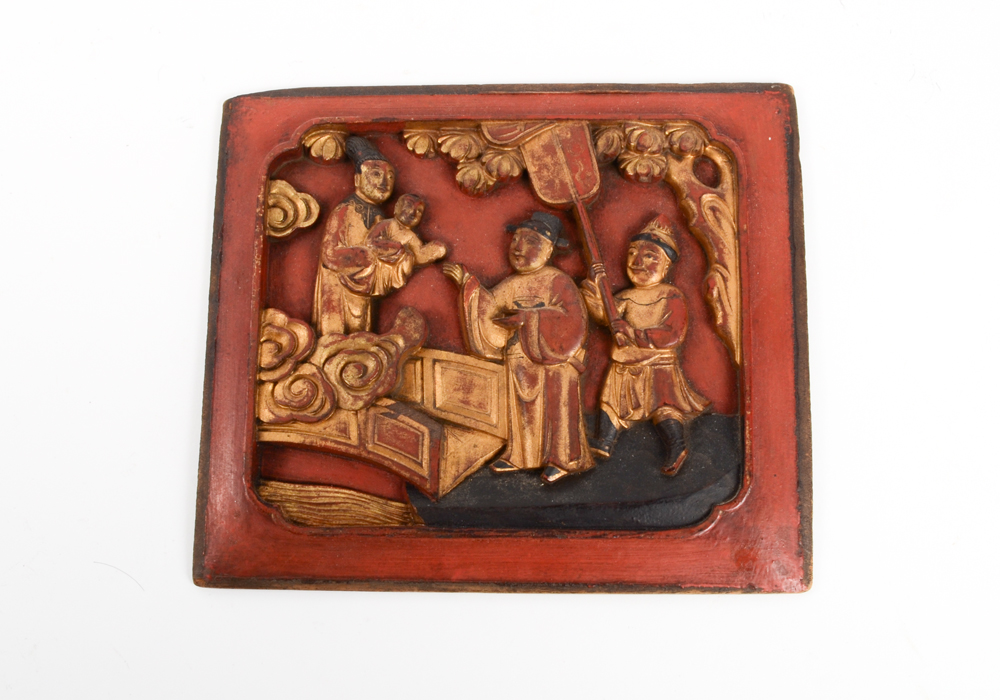 Antique Chinese Carved Wall Plaque