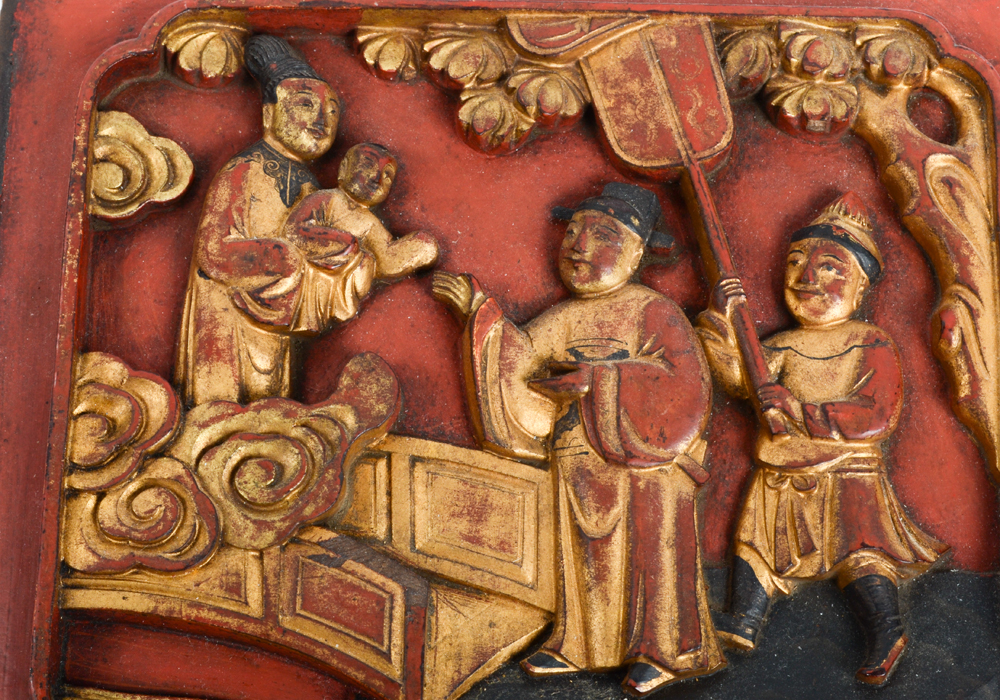 Antique Chinese Carved Wall Plaque