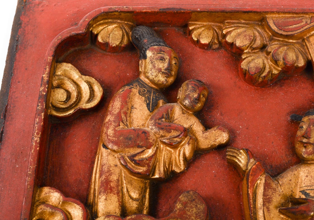 Antique Chinese Carved Wall Plaque