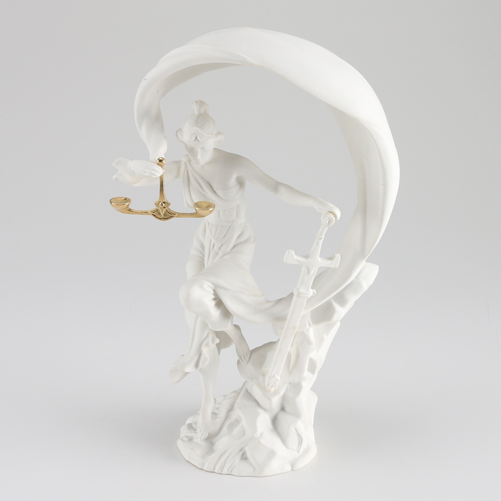 "Justice" 1987 Franklin Mint Bisque Porcelain Sculpture