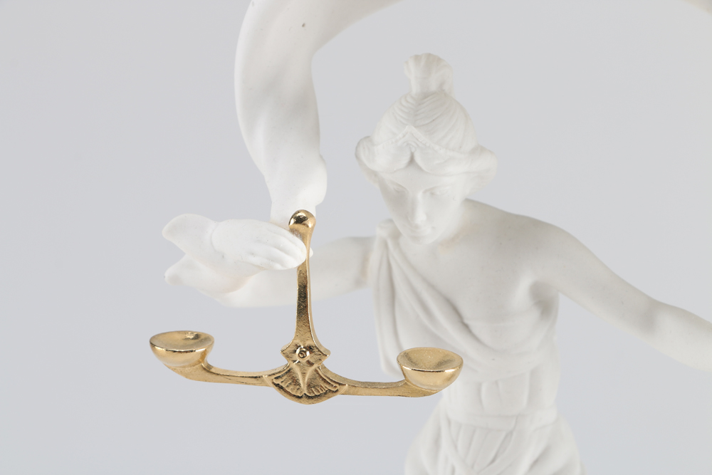 "Justice" 1987 Franklin Mint Bisque Porcelain Sculpture