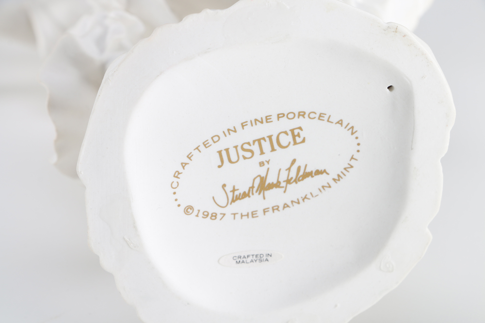 "Justice" 1987 Franklin Mint Bisque Porcelain Sculpture