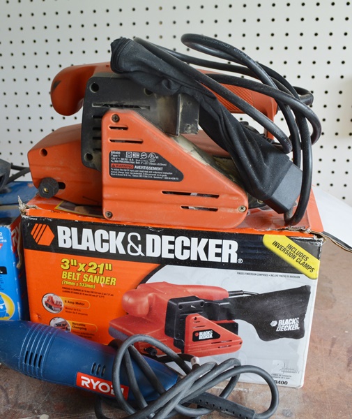 Ryobi and Black & Decker Belt Sanders, Manual Plane, Ryobi Triangle Sander,  and Files