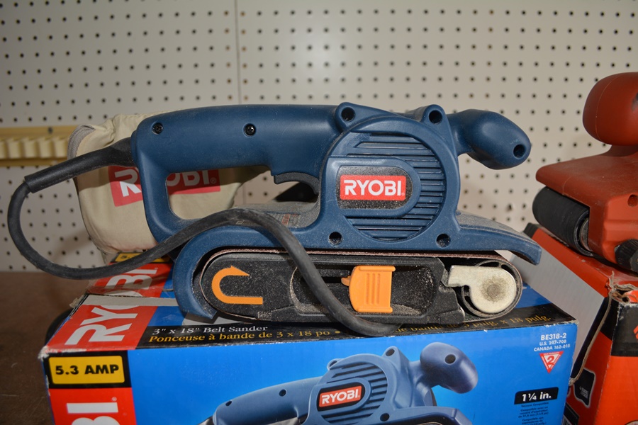 Ryobi and Black & Decker Belt Sanders, Manual Plane, Ryobi Triangle Sander,  and Files