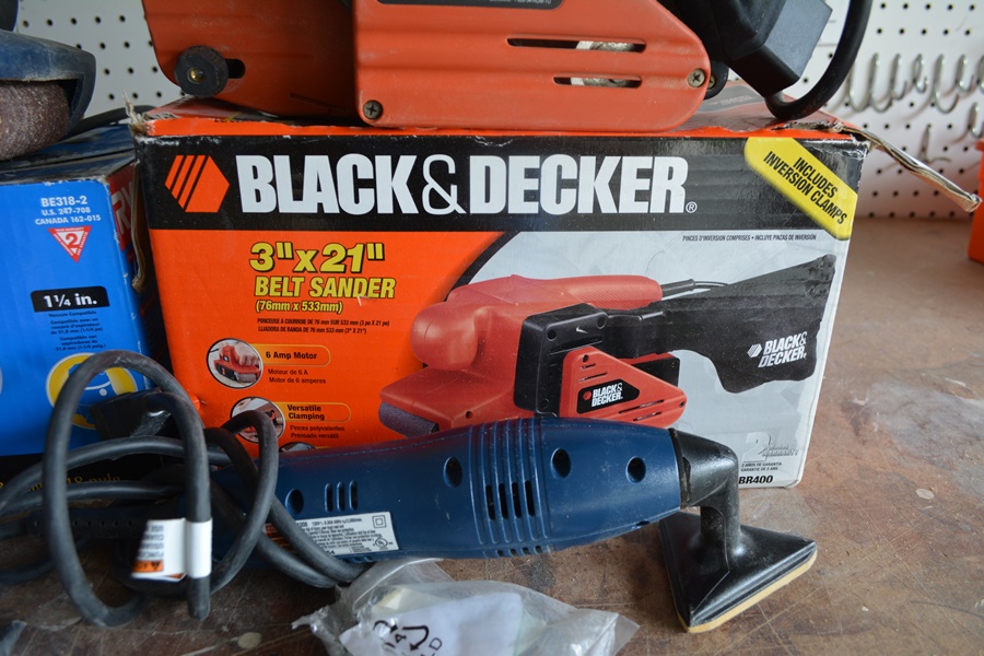 Ryobi and Black & Decker Belt Sanders, Manual Plane, Ryobi Triangle Sander,  and Files