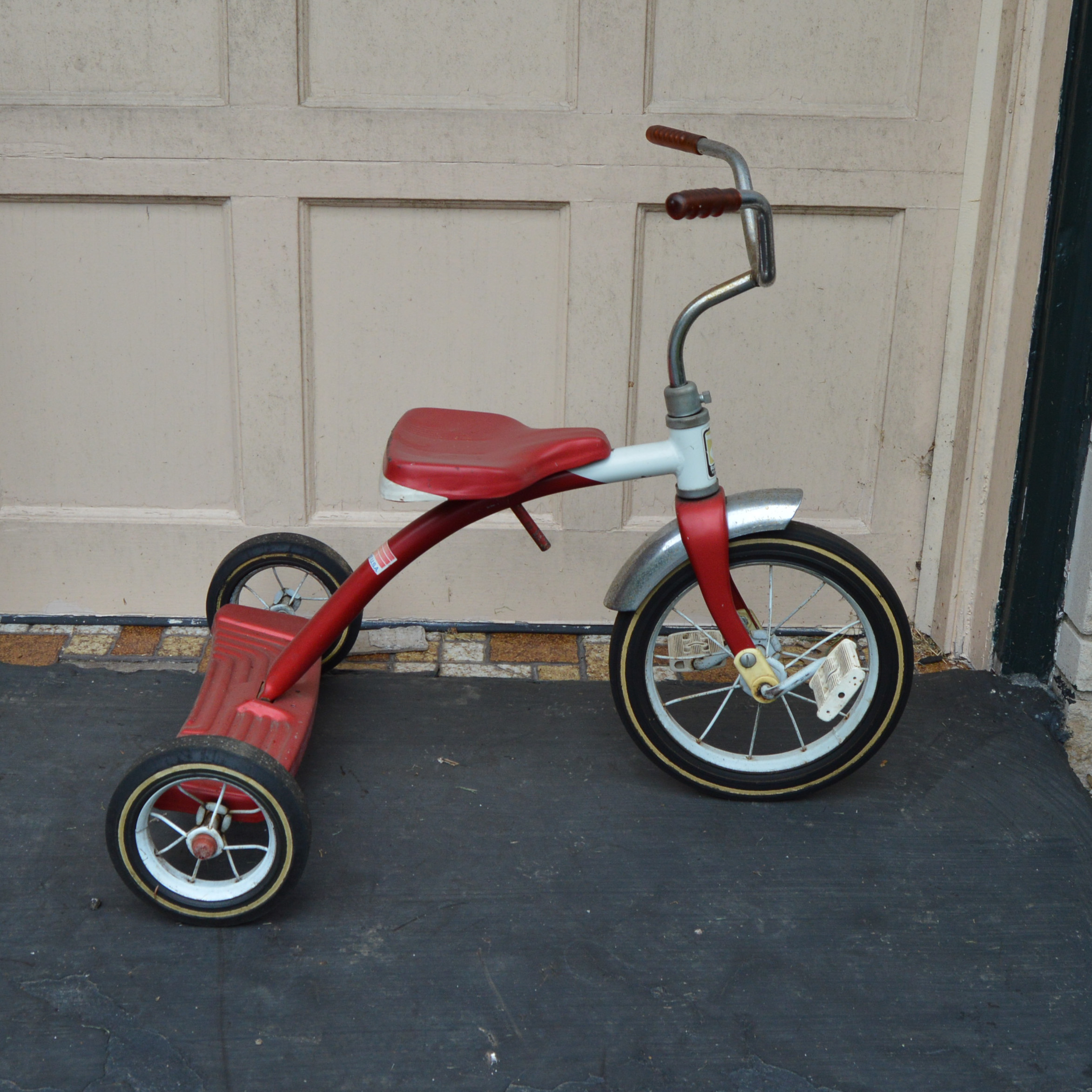 Vintage Radio Flyer Wagon, Flexible Flyer Model 51J Sled, Roadmaster Tricycle and Red Bouncy Horse