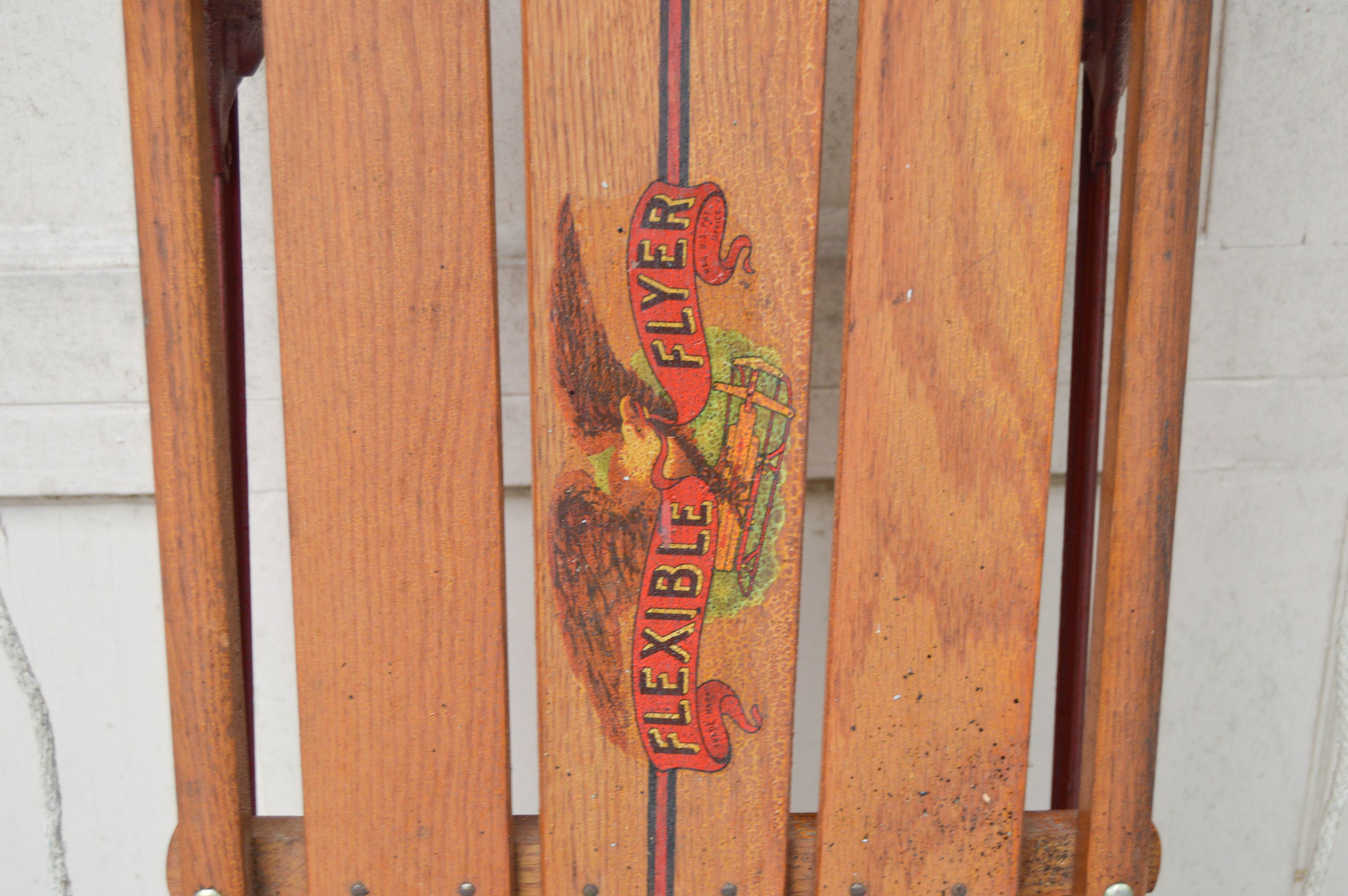 Vintage Radio Flyer Wagon, Flexible Flyer Model 51J Sled, Roadmaster Tricycle and Red Bouncy Horse