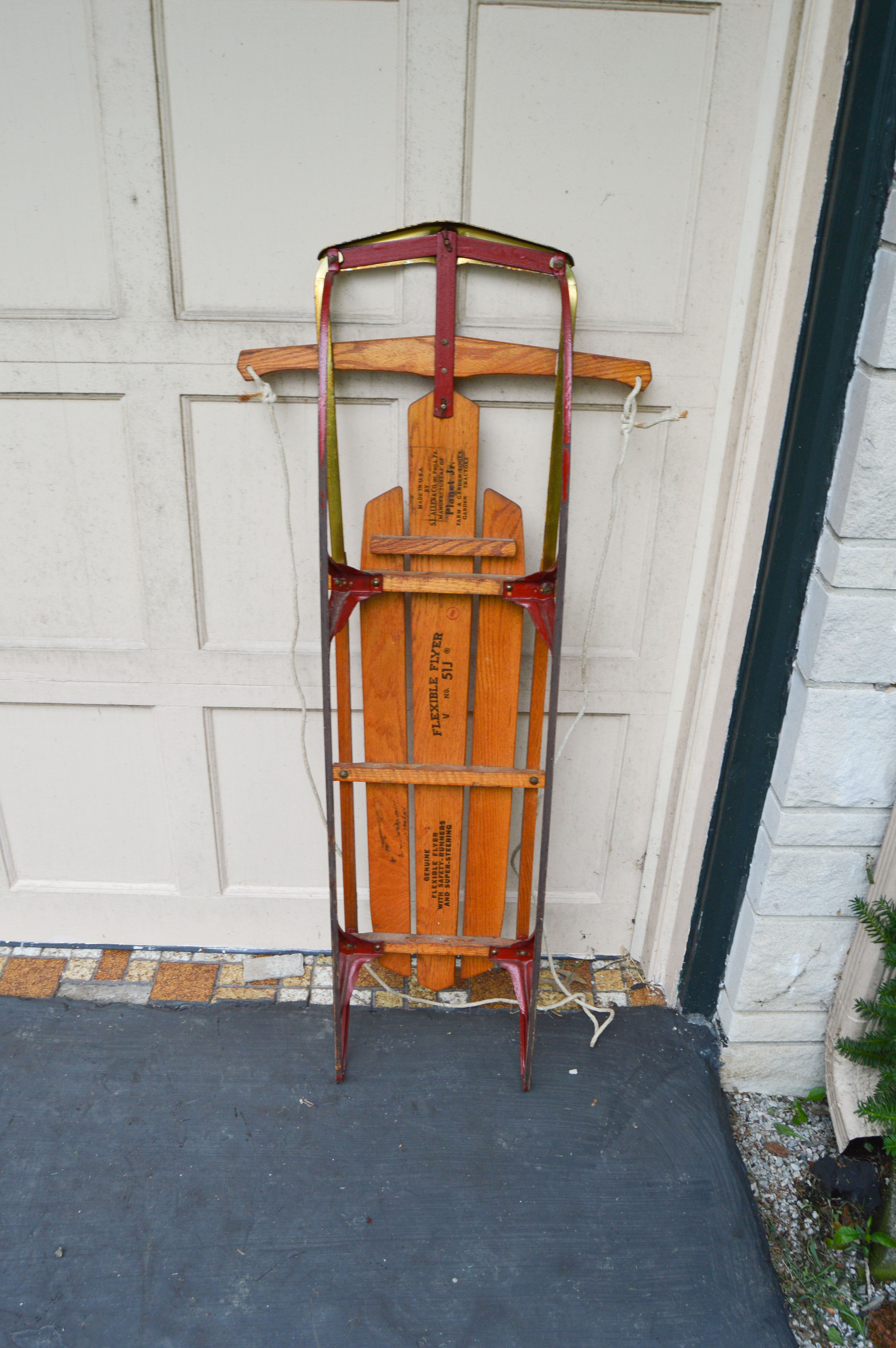 Vintage Radio Flyer Wagon, Flexible Flyer Model 51J Sled, Roadmaster Tricycle and Red Bouncy Horse