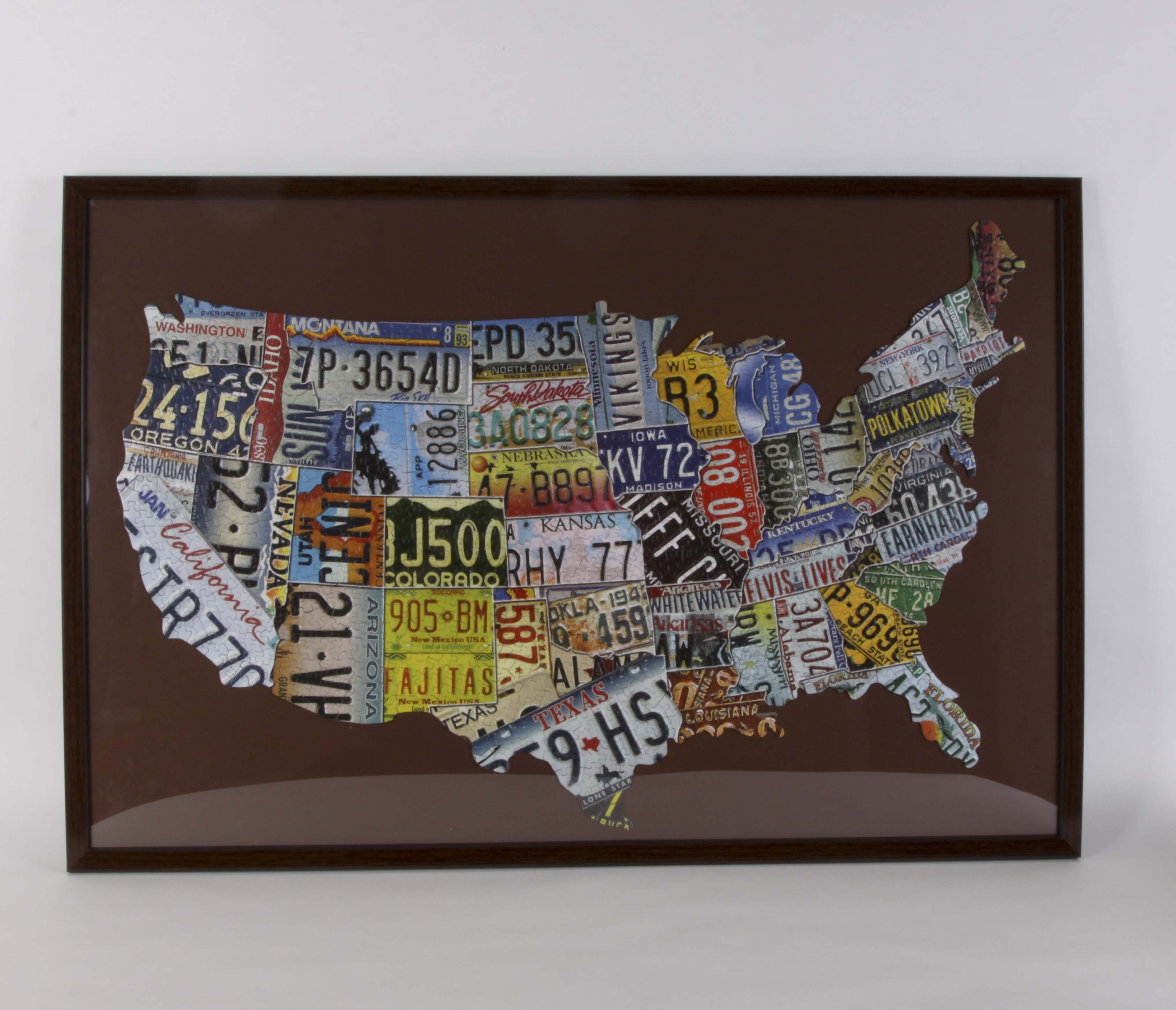 Framed America-Shaped Puzzle and Wall Decor