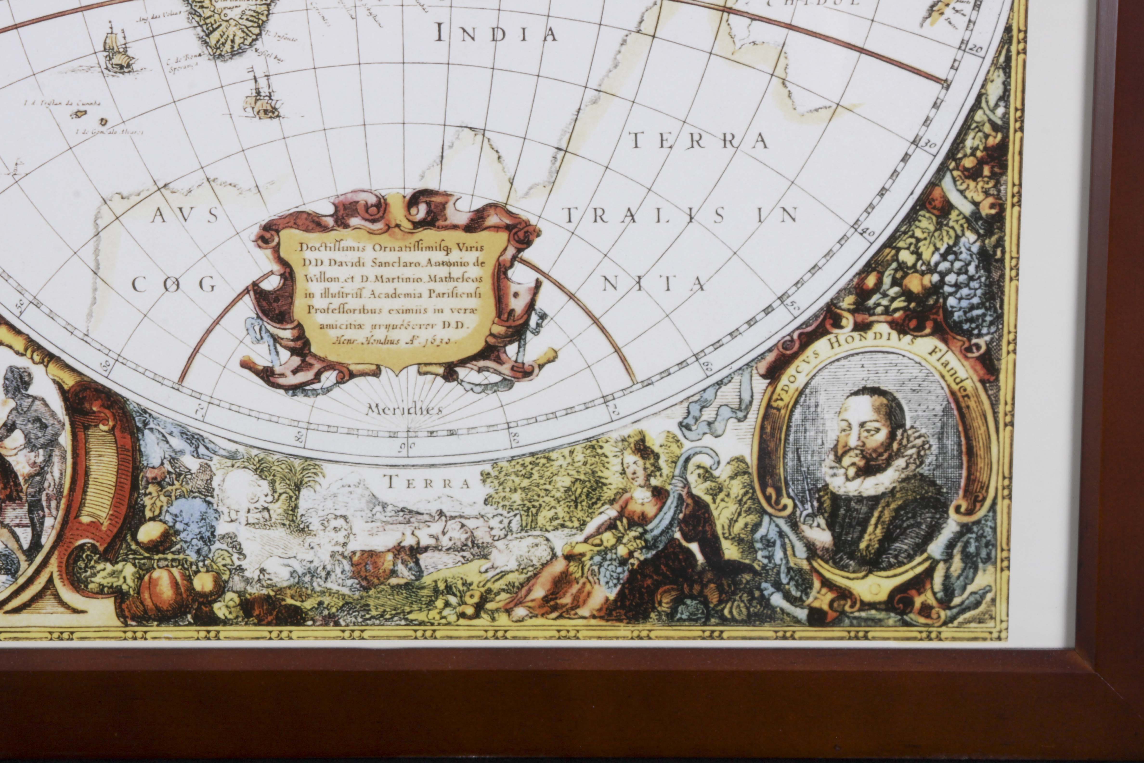 Framed Poster Print of an Antique Style Map