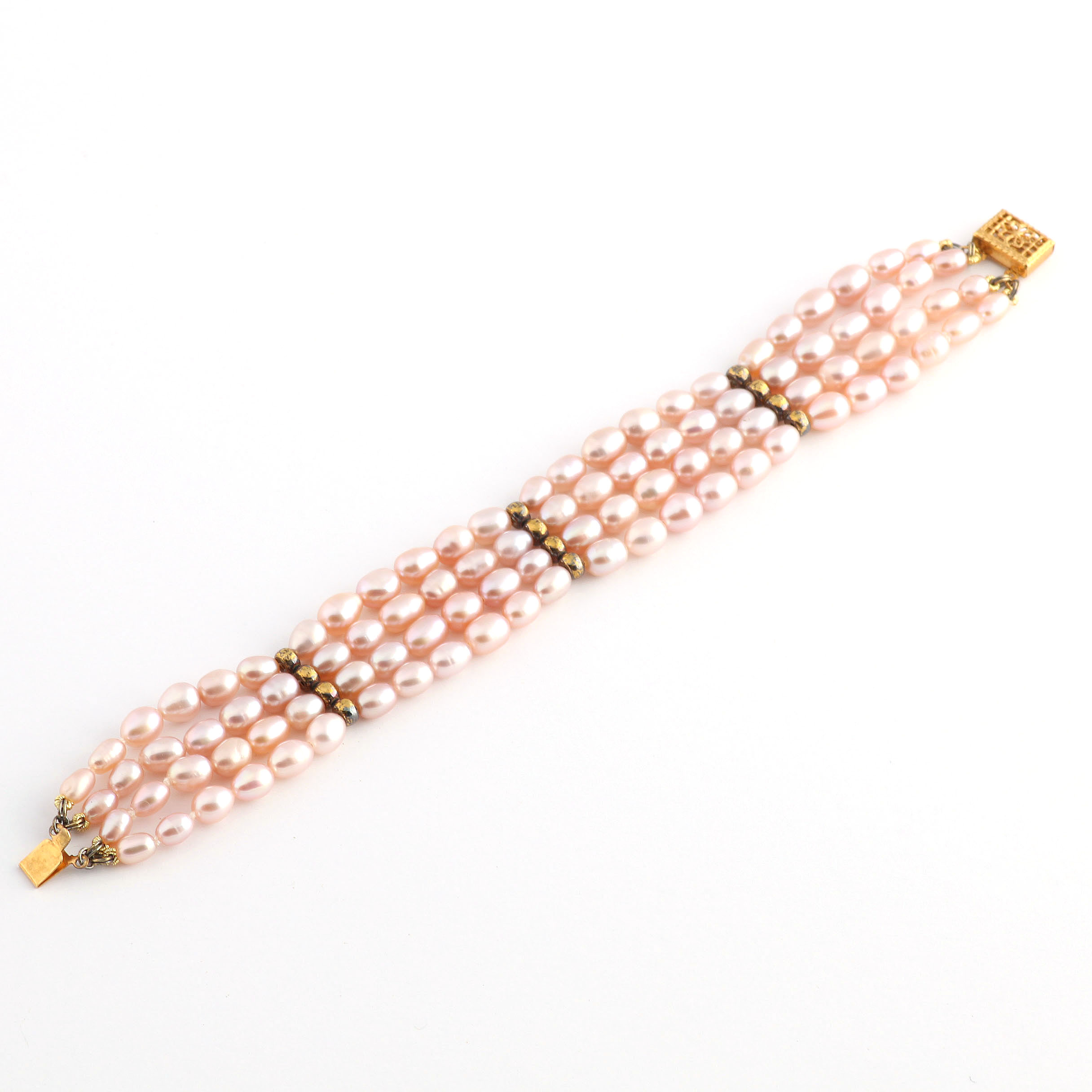 Multi-Strand Pink Hued Freshwater Pearl Bracelet