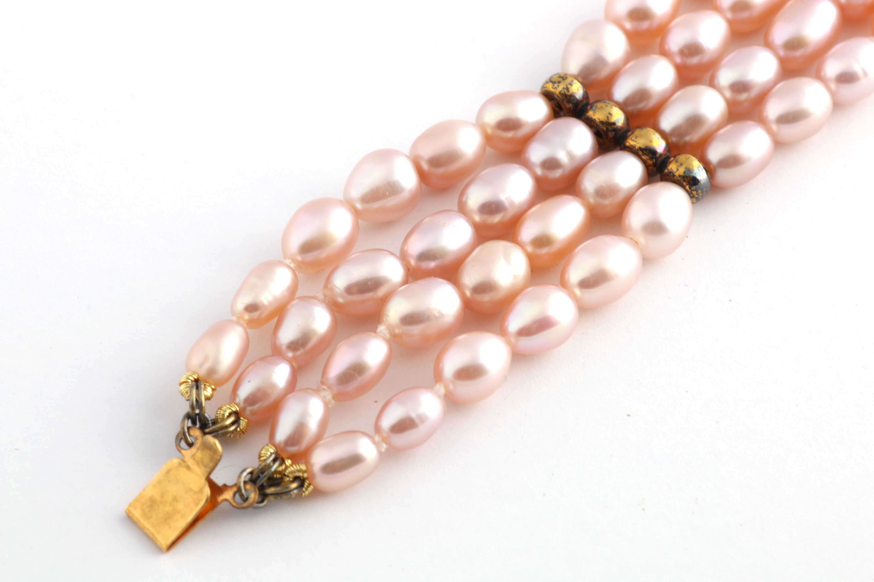 Multi-Strand Pink Hued Freshwater Pearl Bracelet