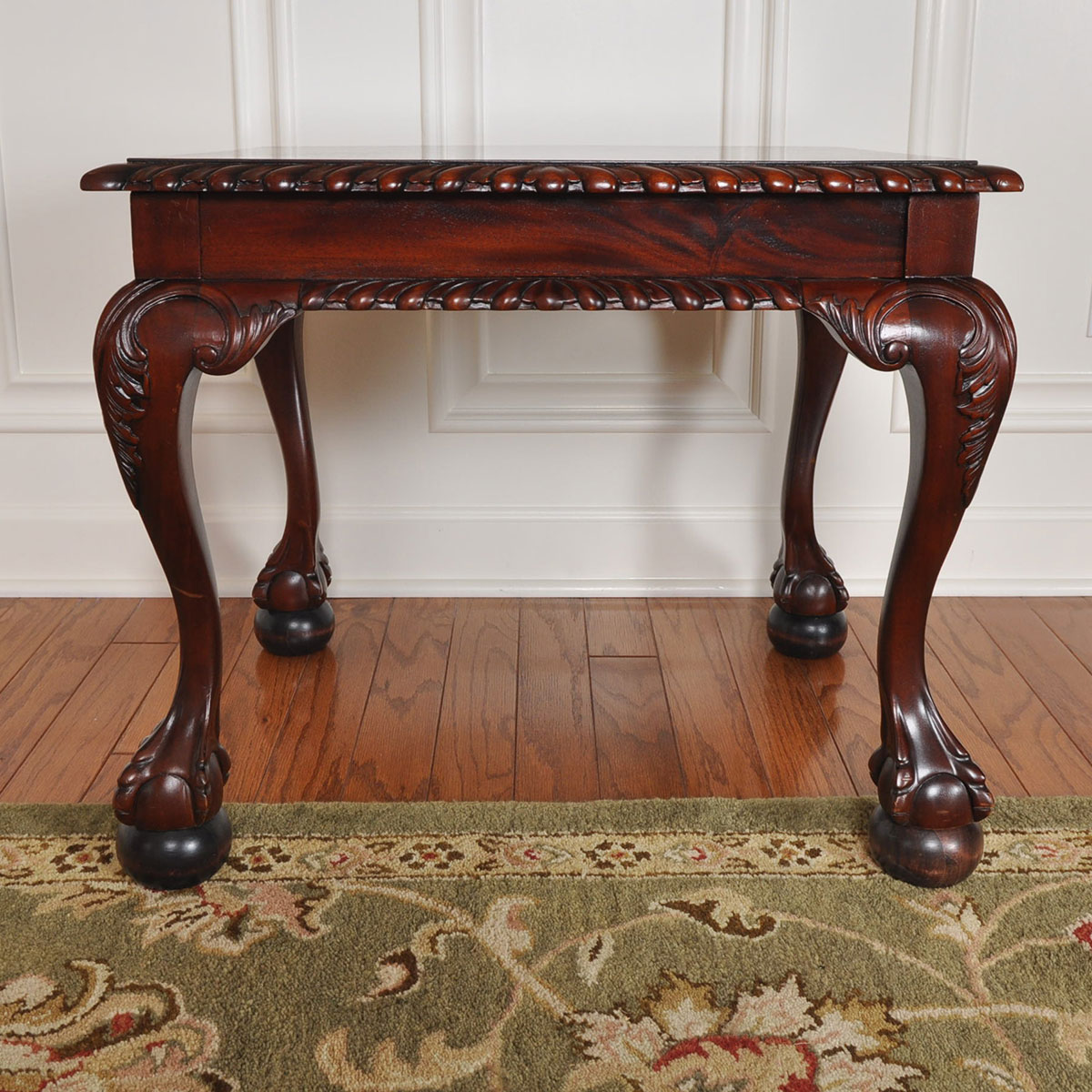 Victorian Style Carved Wood End Table