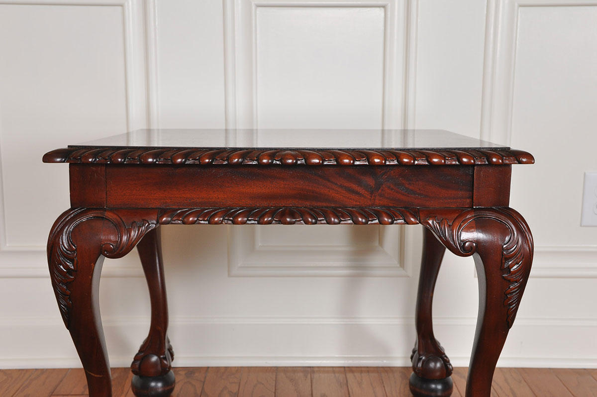 Victorian Style Carved Wood End Table
