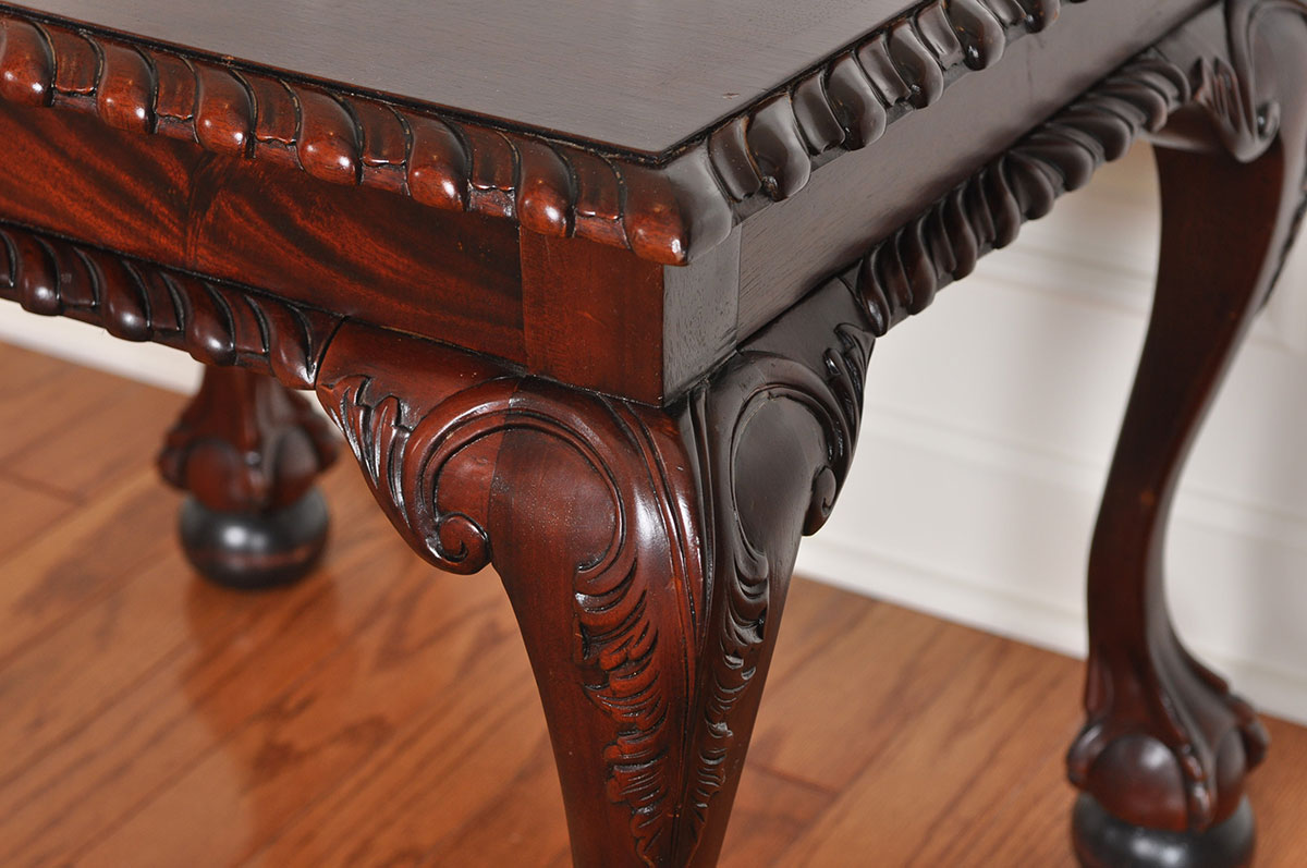 Victorian Style Carved Wood End Table