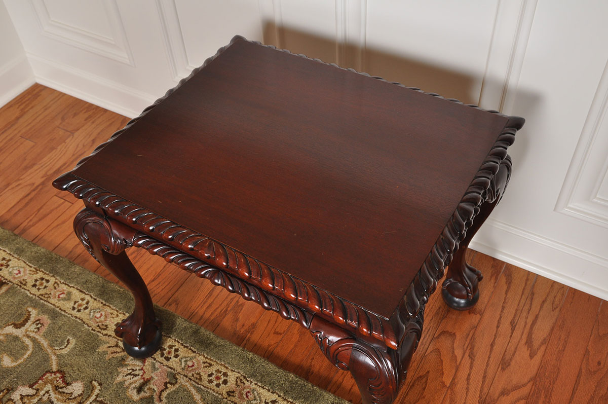 Victorian Style Carved Wood End Table