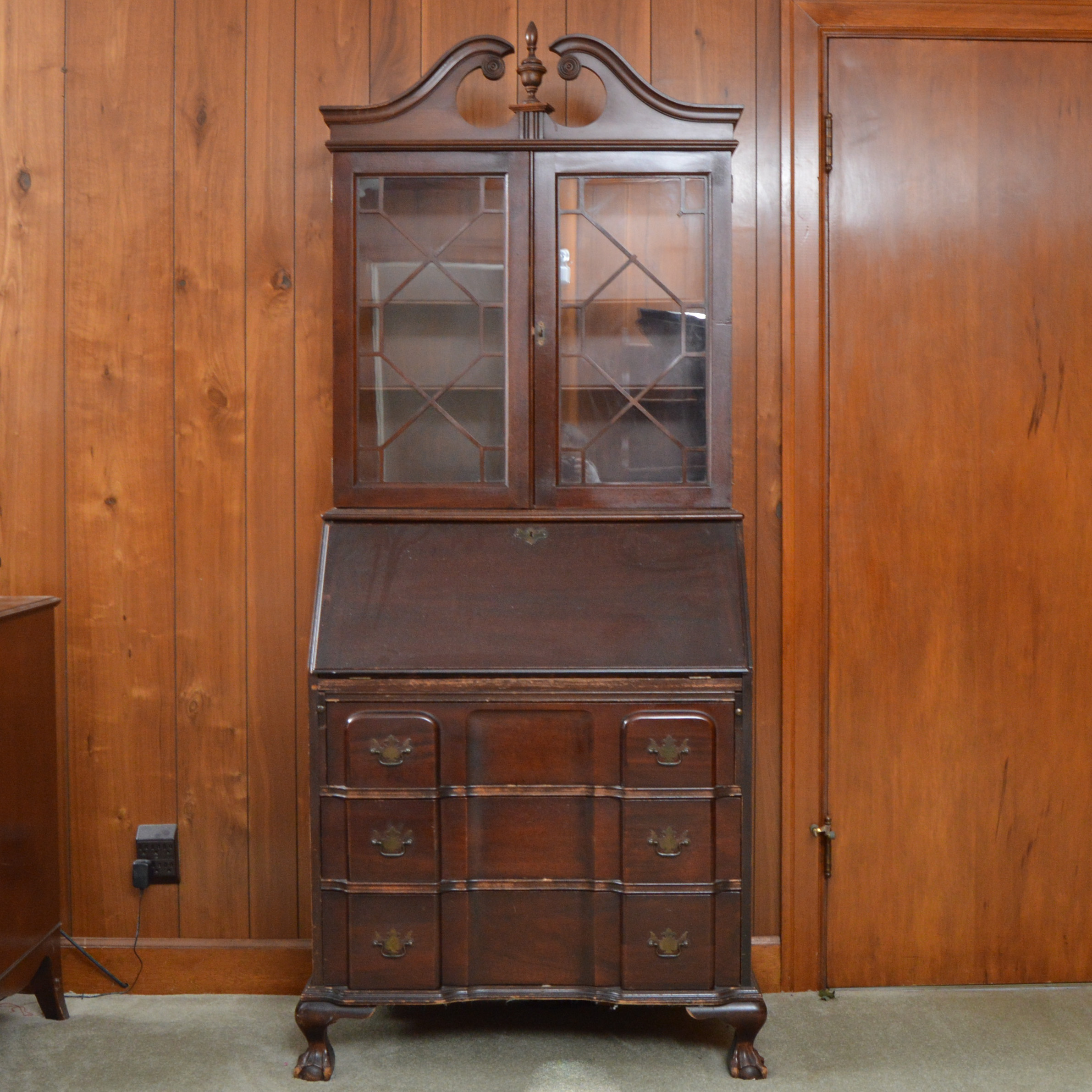 Writing Desk with Glass Cabinet