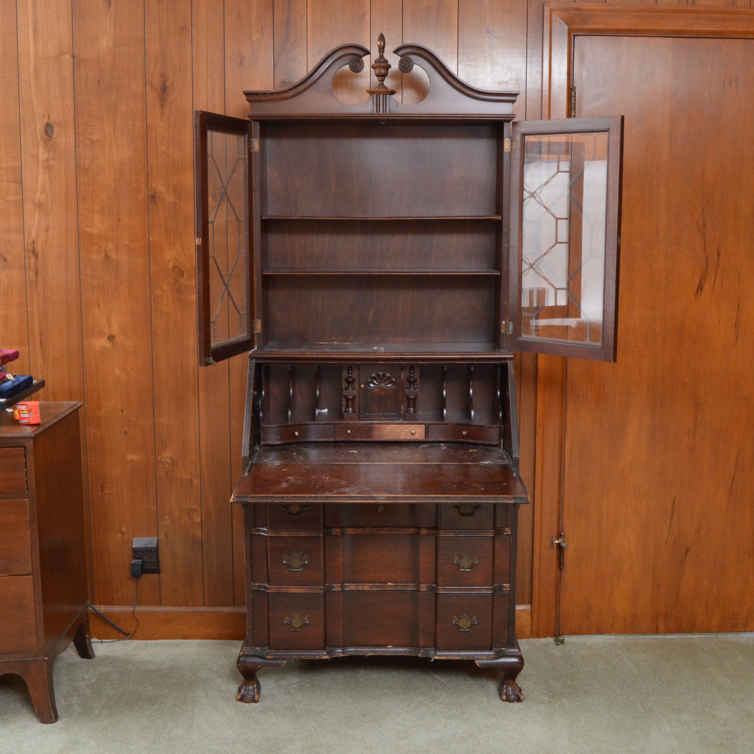Writing Desk with Glass Cabinet