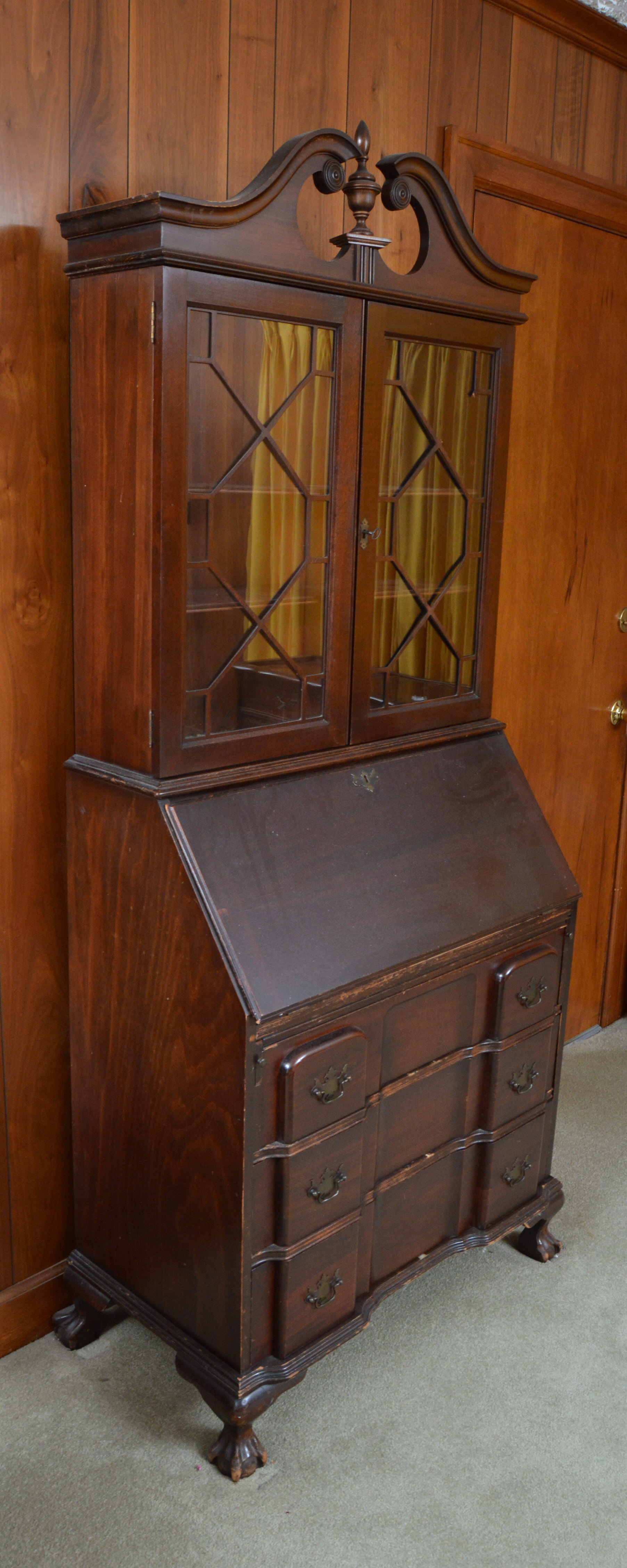 Writing Desk with Glass Cabinet