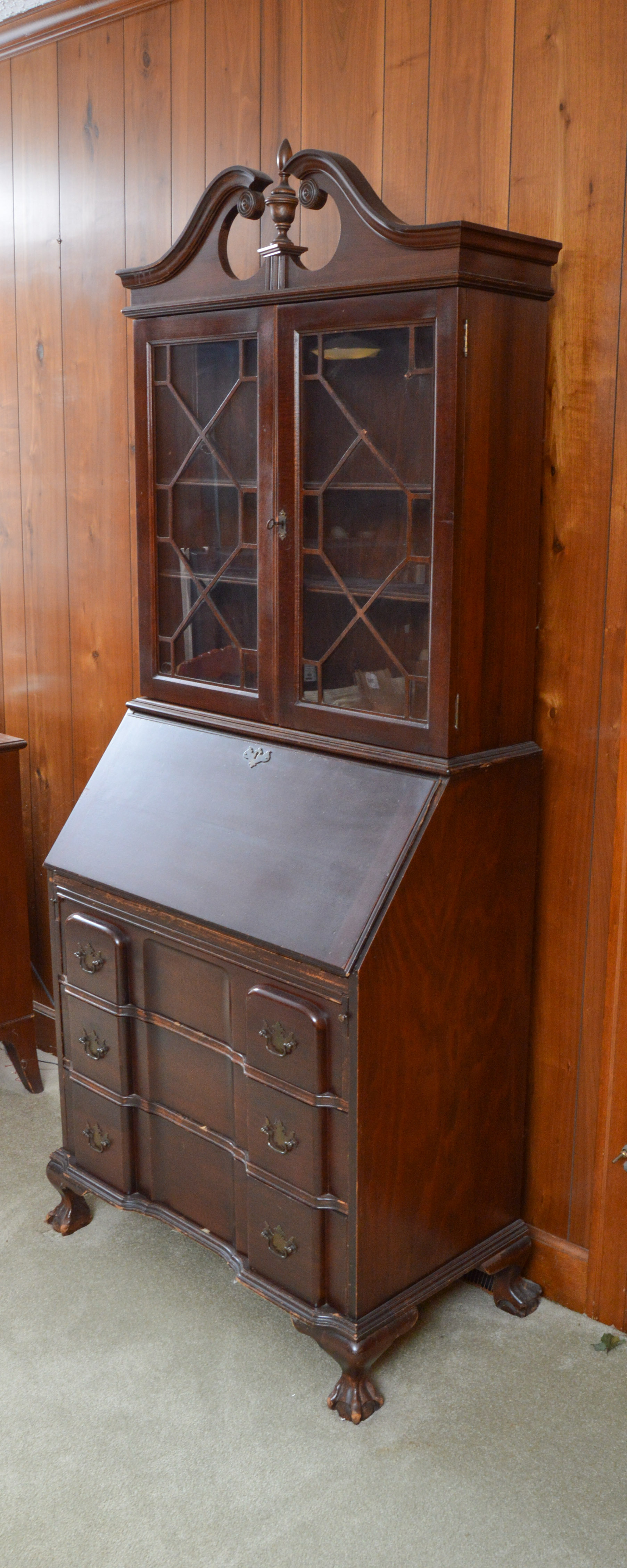 Writing Desk with Glass Cabinet