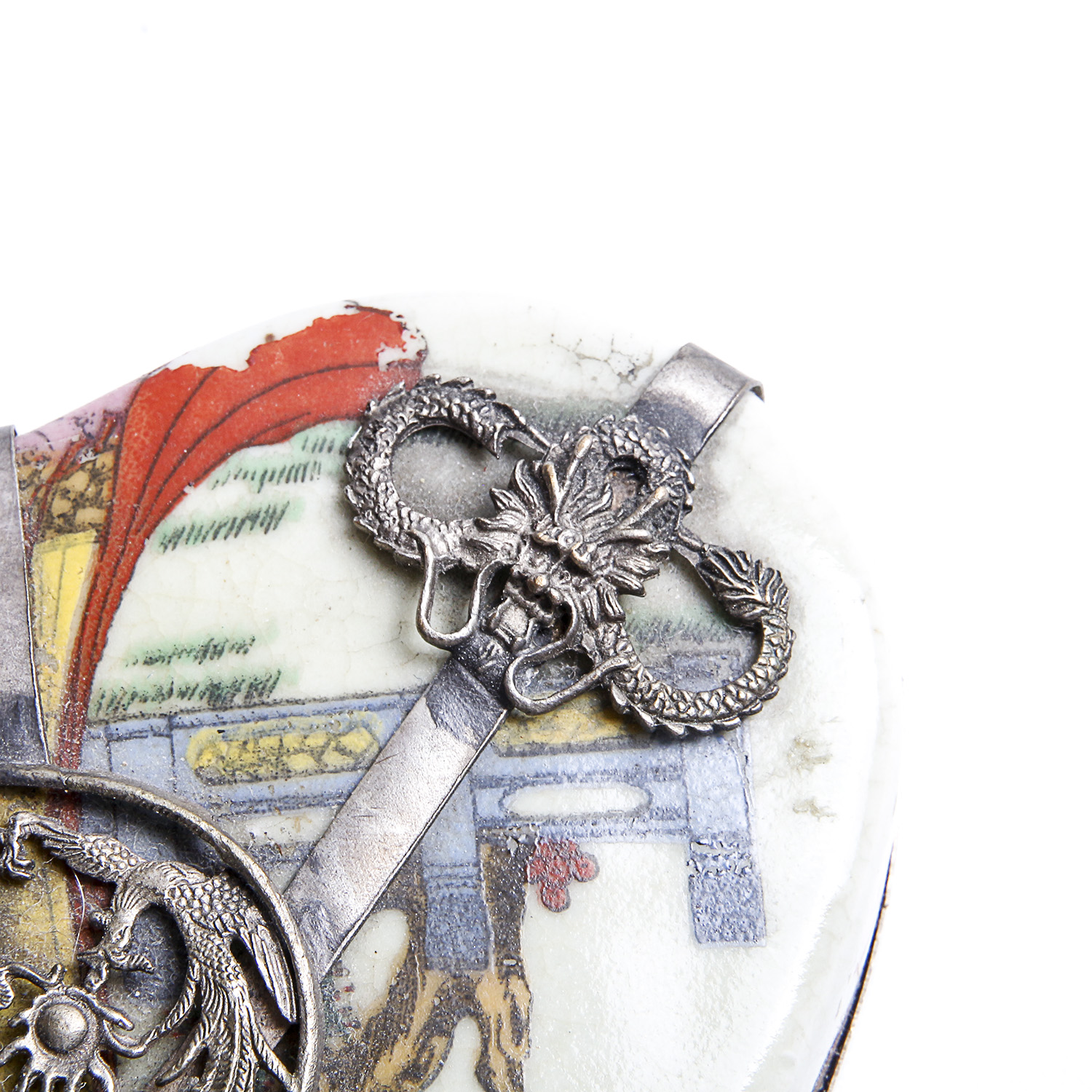 19th Century Chinese Qing Dynasty Porcelain Silver Jewelry Box