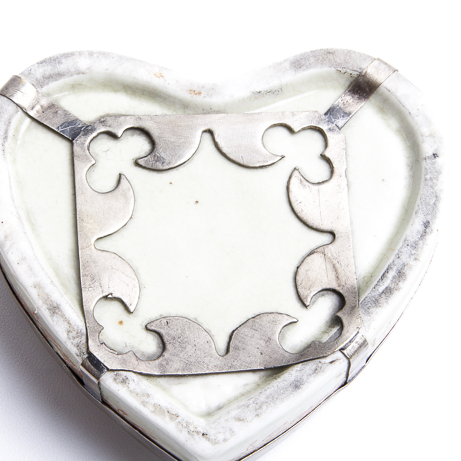 19th Century Chinese Qing Dynasty Porcelain Silver Jewelry Box