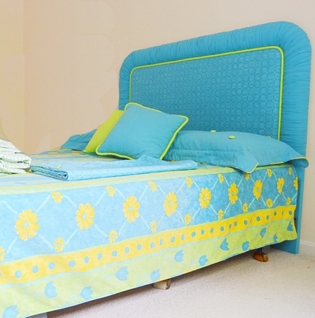 Twin Size Bed, Bedding Ensemble and Chair