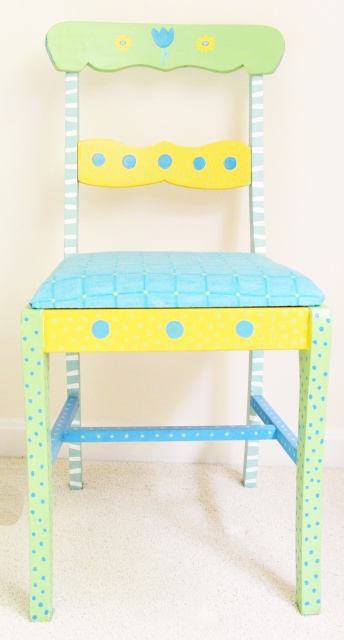 Twin Size Bed, Bedding Ensemble and Chair