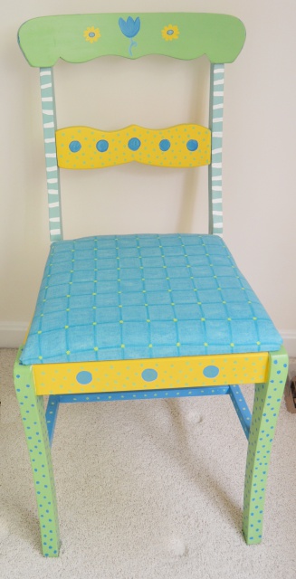 Twin Size Bed, Bedding Ensemble and Chair