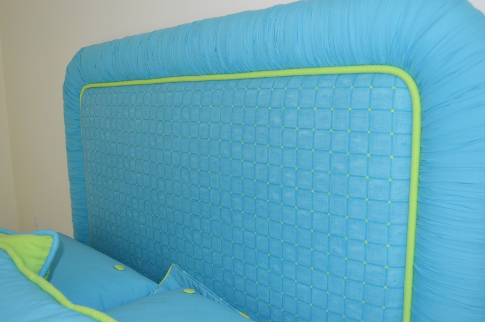 Twin Size Bed, Bedding Ensemble and Chair