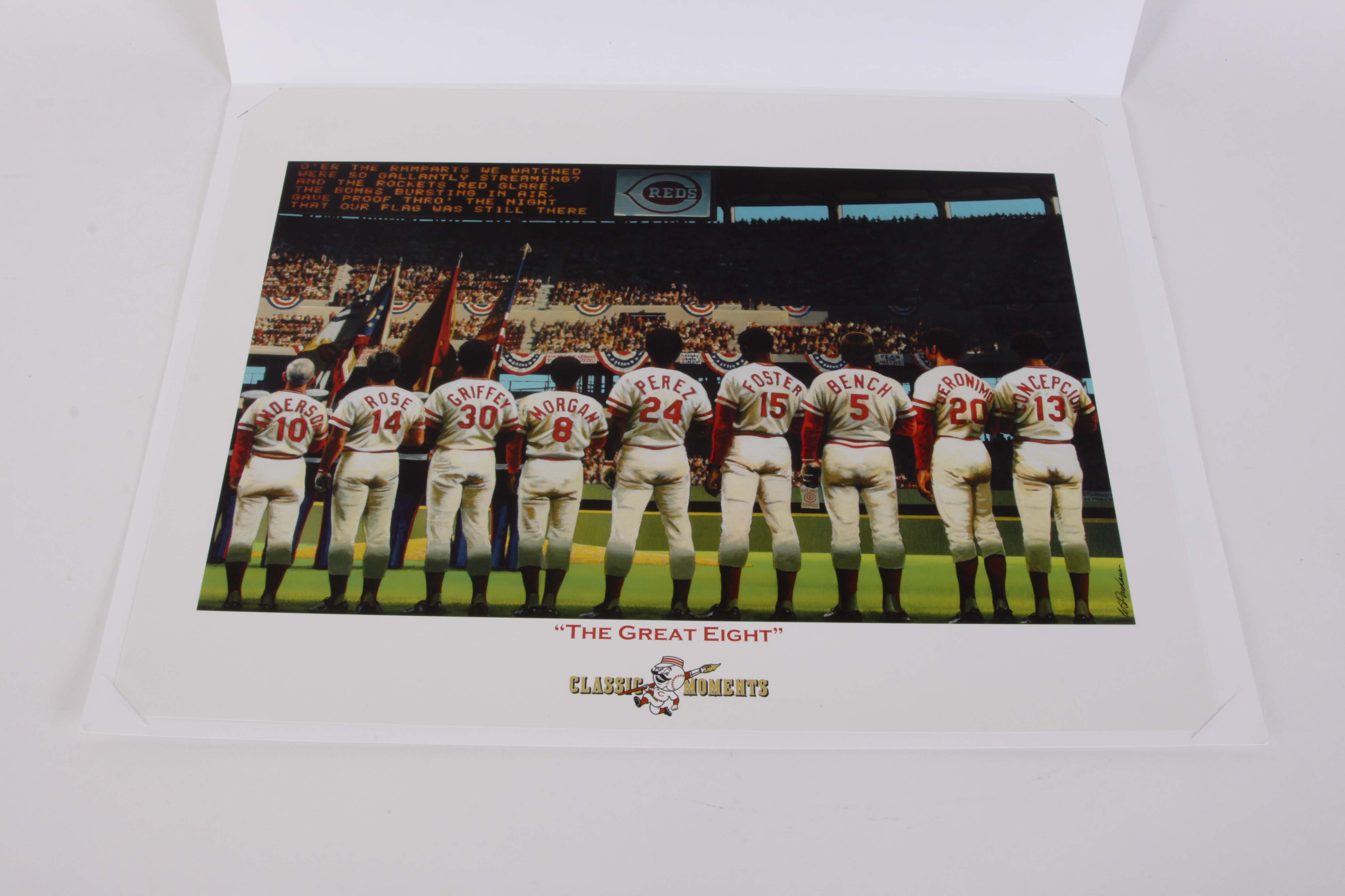 Four Signed Cincinnati Reds 'Classic Moments' Unframed Prints