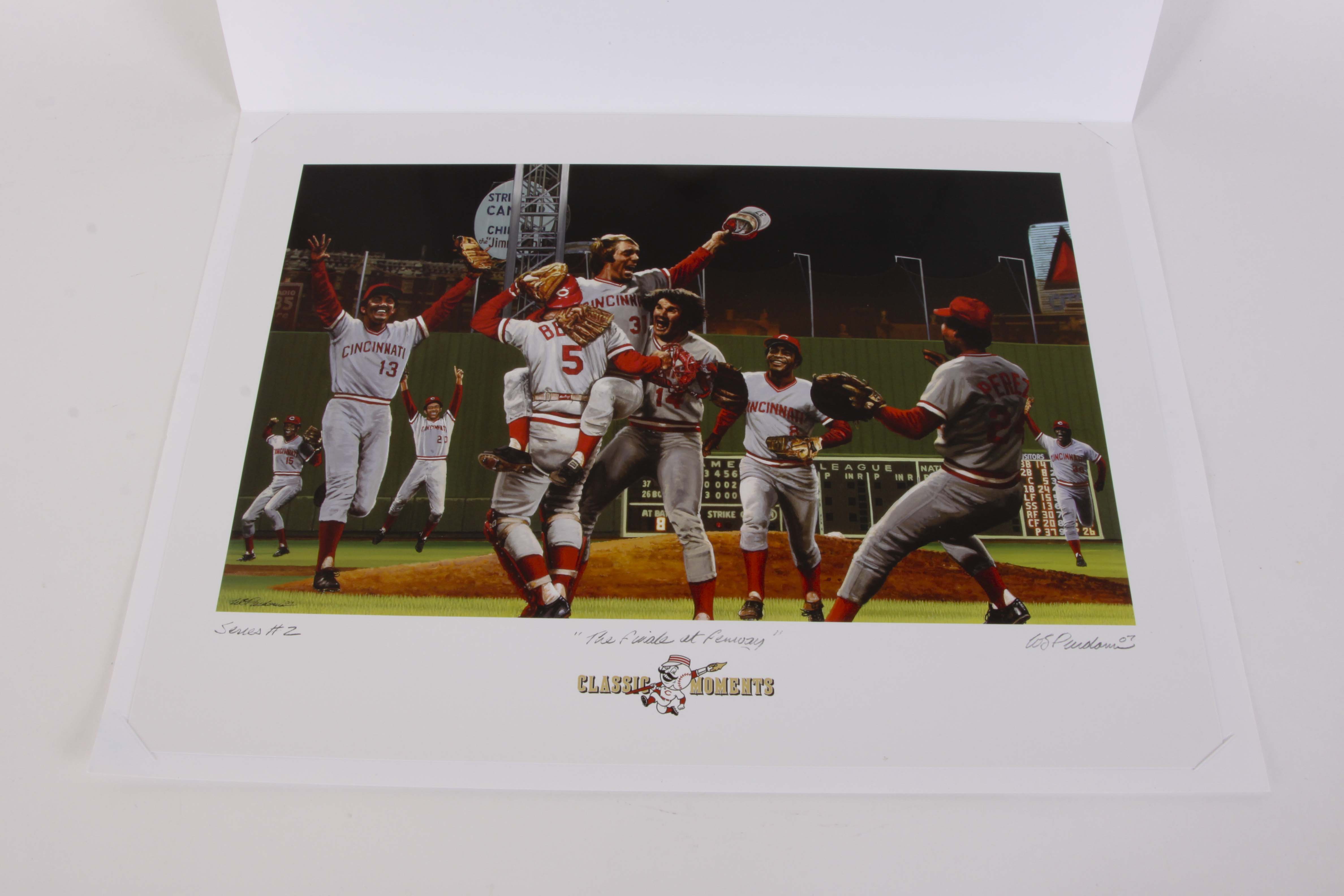 Four Signed Cincinnati Reds 'Classic Moments' Unframed Prints