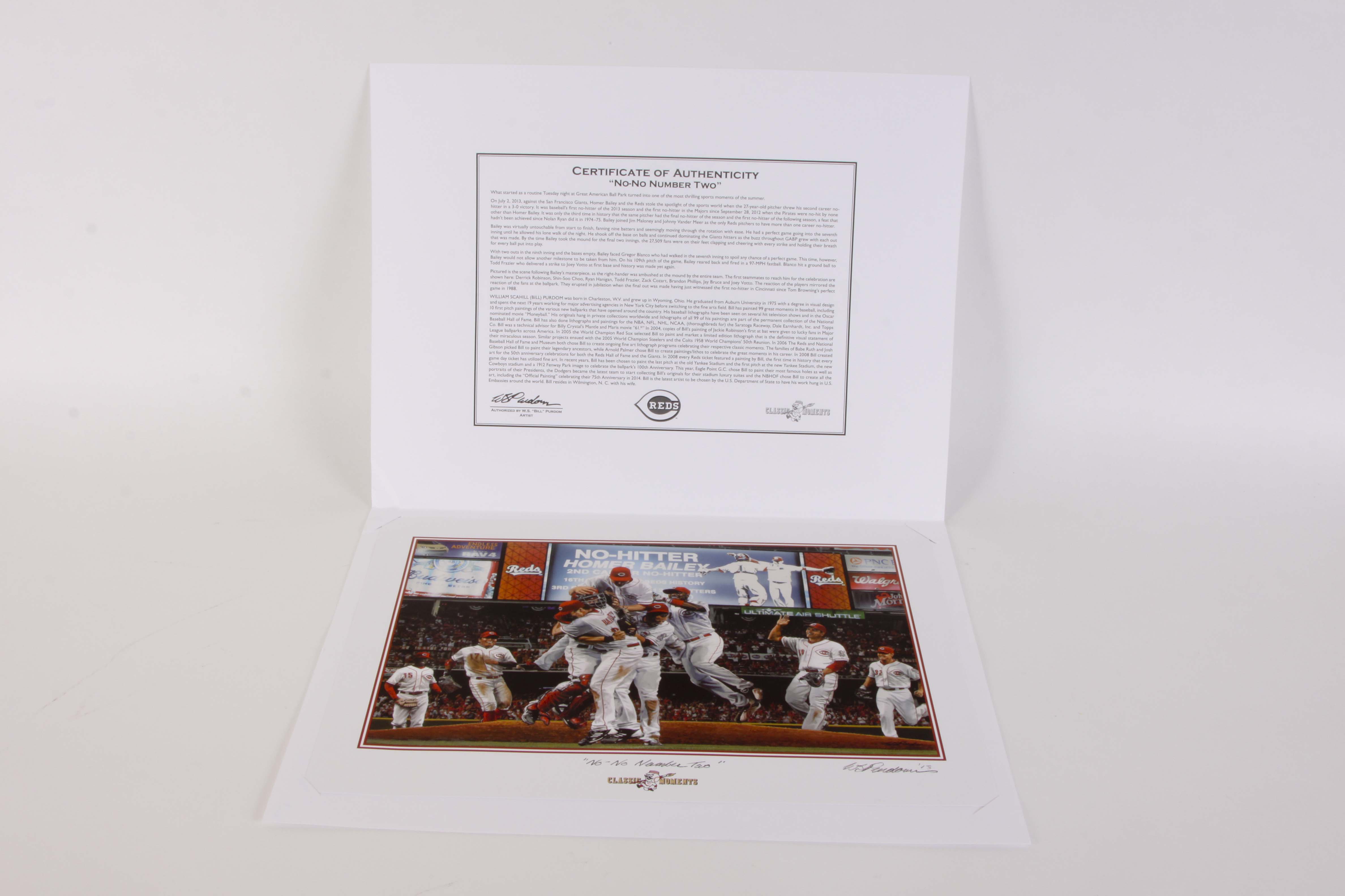 Four Signed Cincinnati Reds 'Classic Moments' Unframed Prints