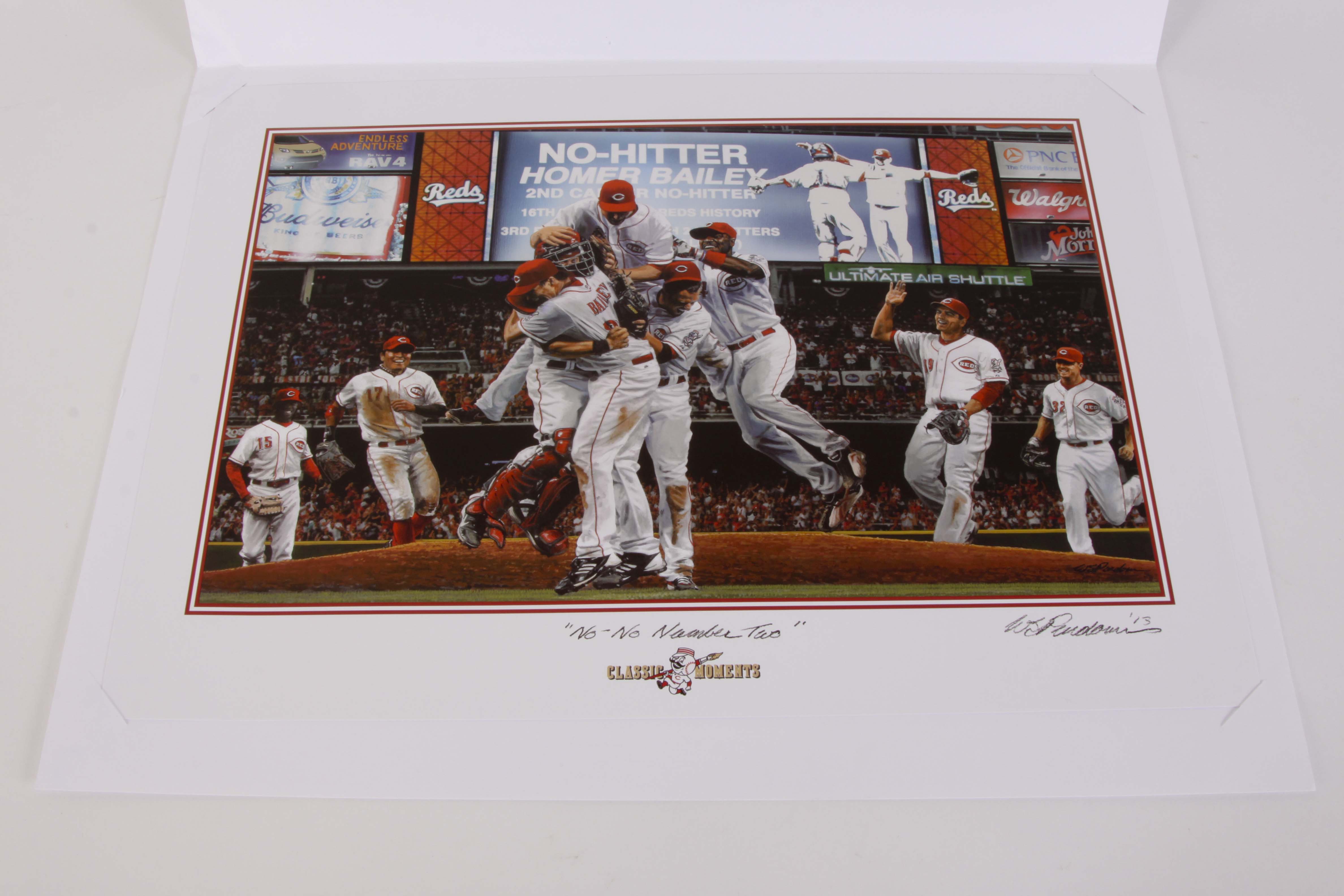 Four Signed Cincinnati Reds 'Classic Moments' Unframed Prints