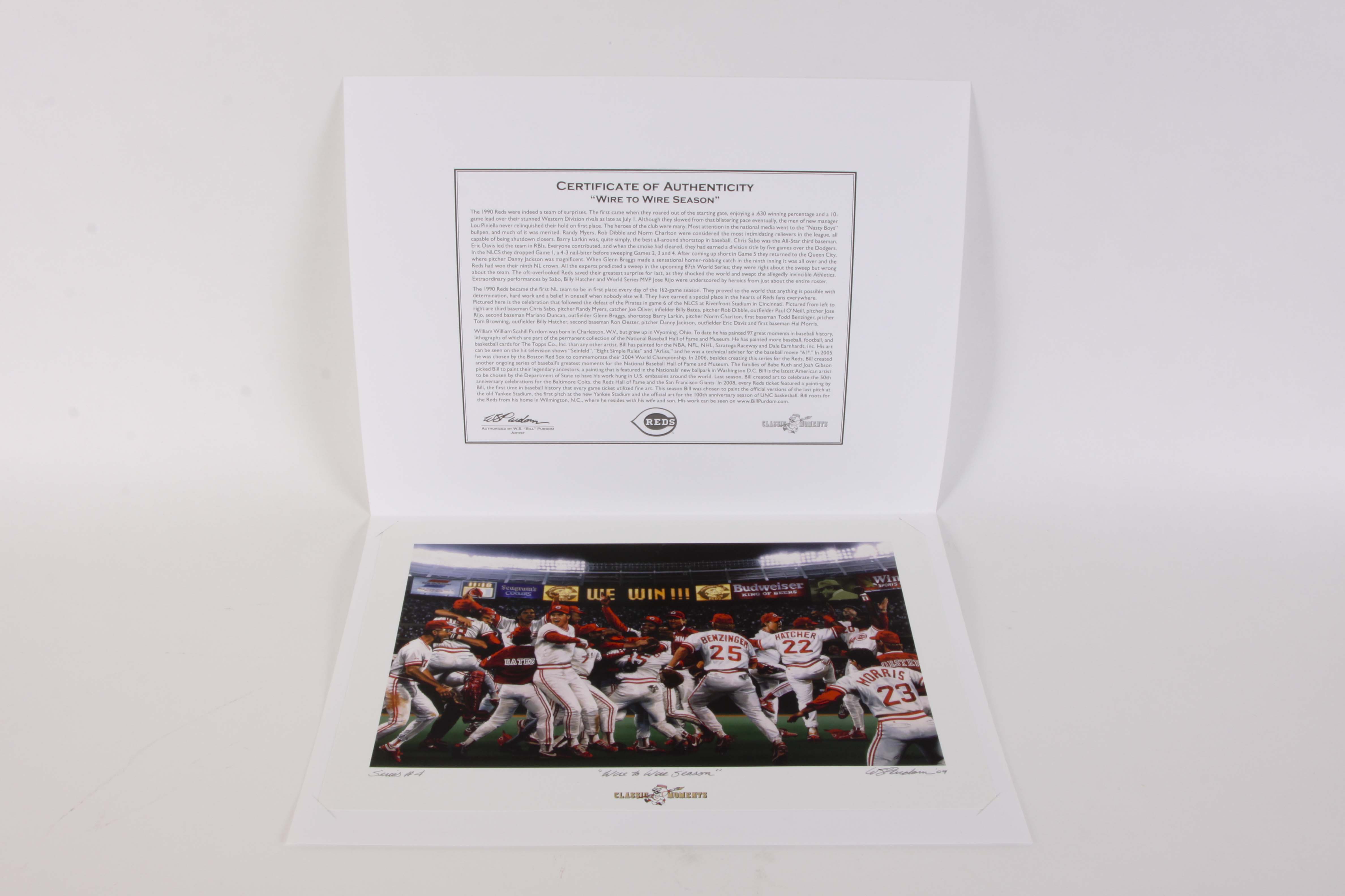 Four Signed Cincinnati Reds 'Classic Moments' Unframed Prints