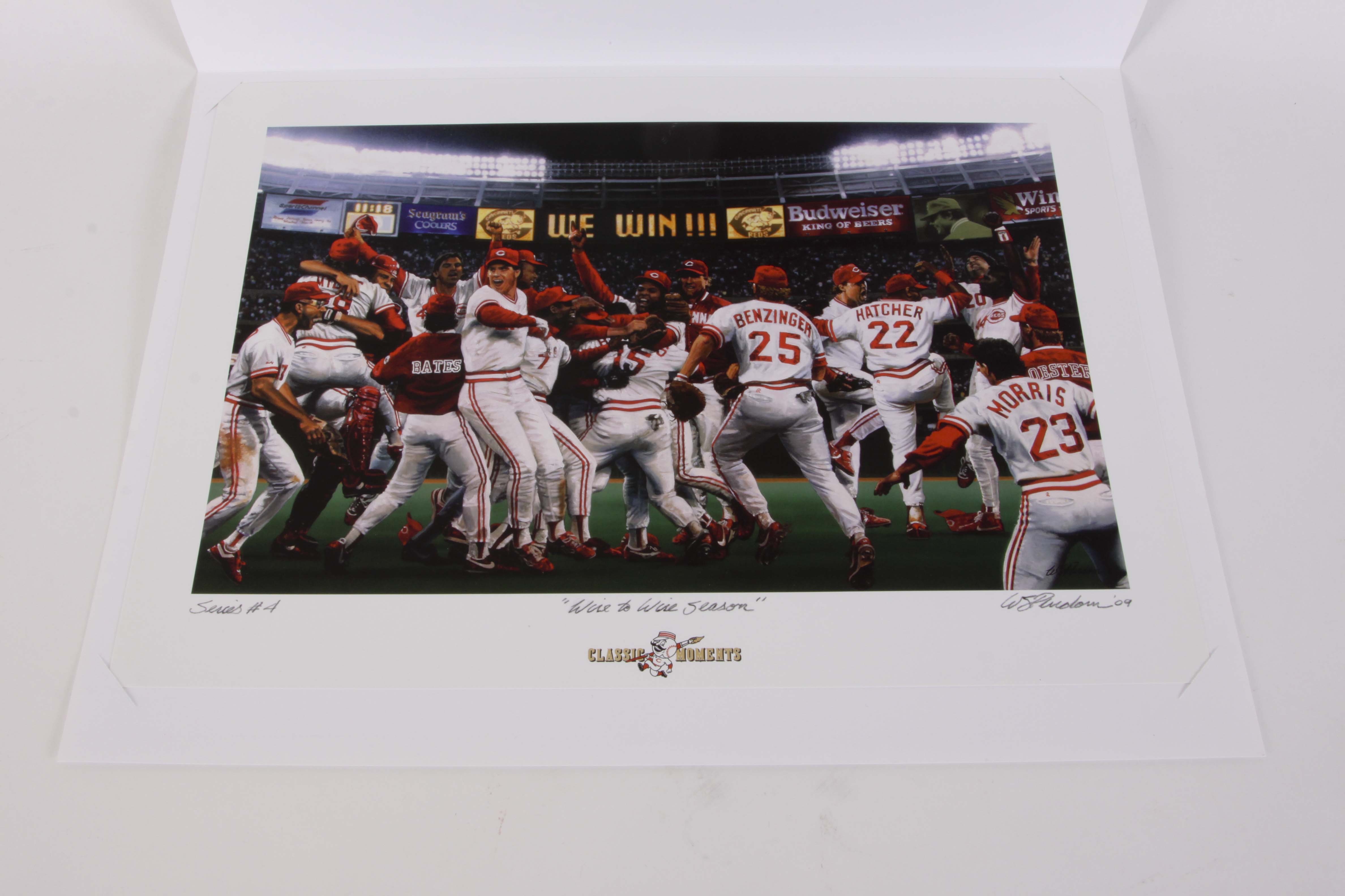 Four Signed Cincinnati Reds 'Classic Moments' Unframed Prints