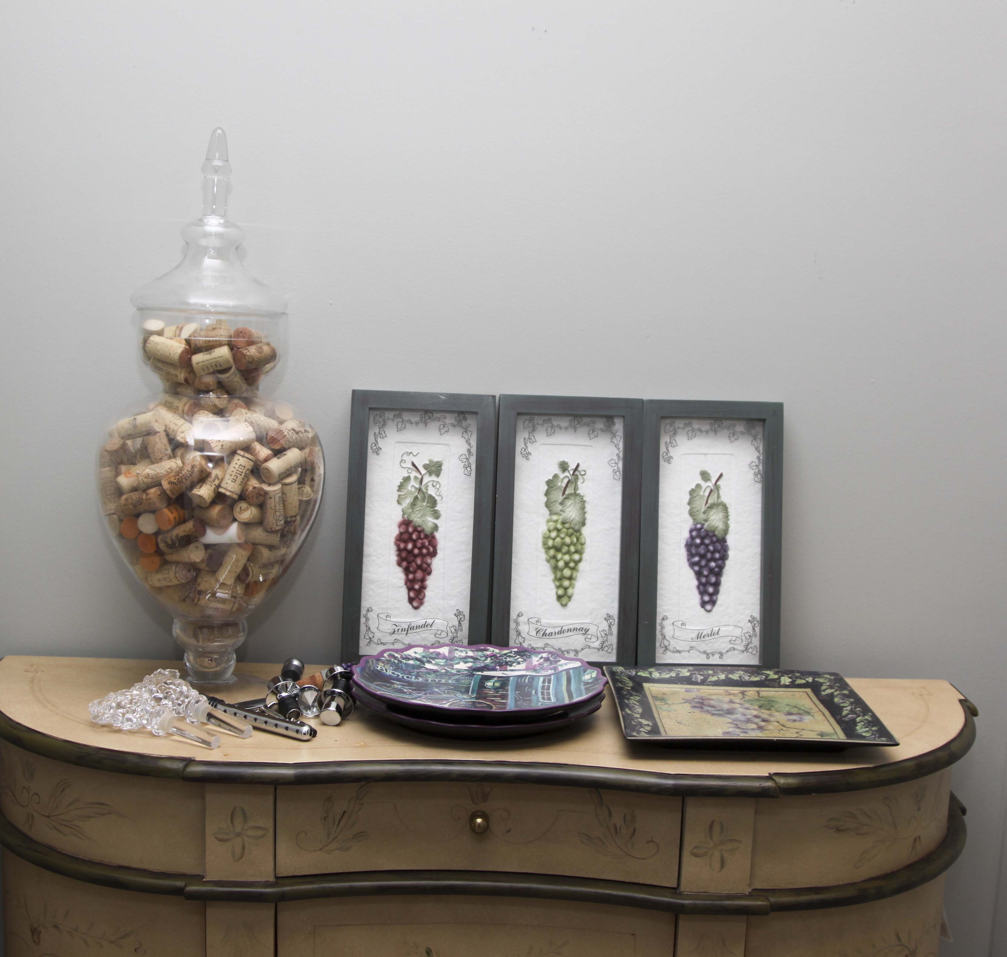 Wine Corks, Prints, Plate Rack and More
